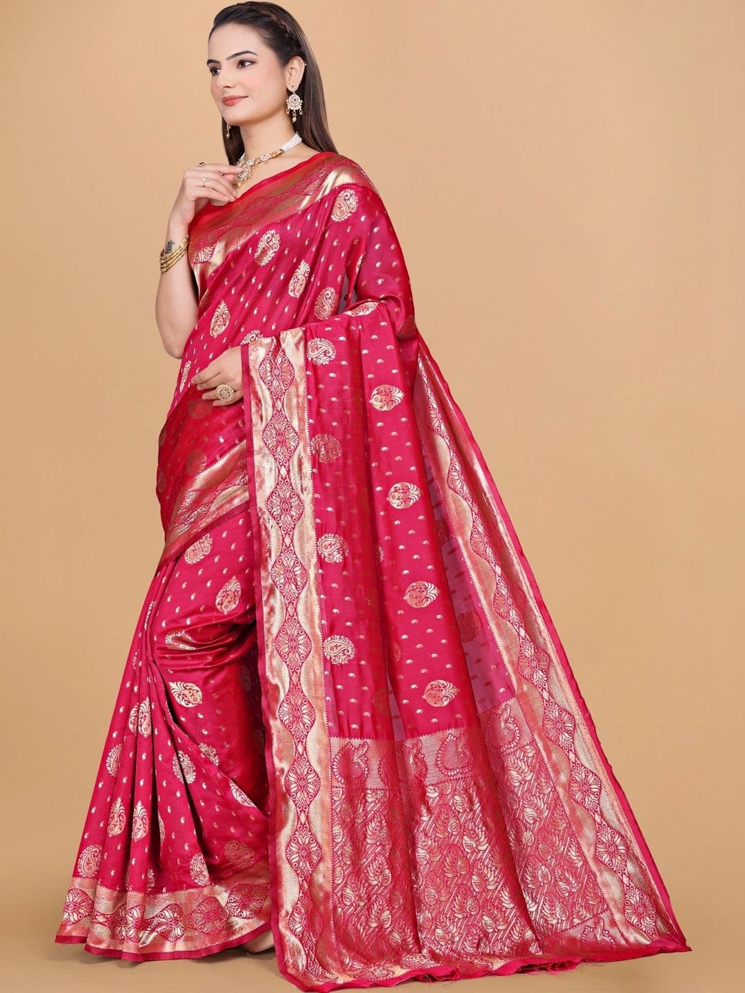 revika Woven Design Zari Art Silk Designer Kanjeevaram Saree thumbnail 2