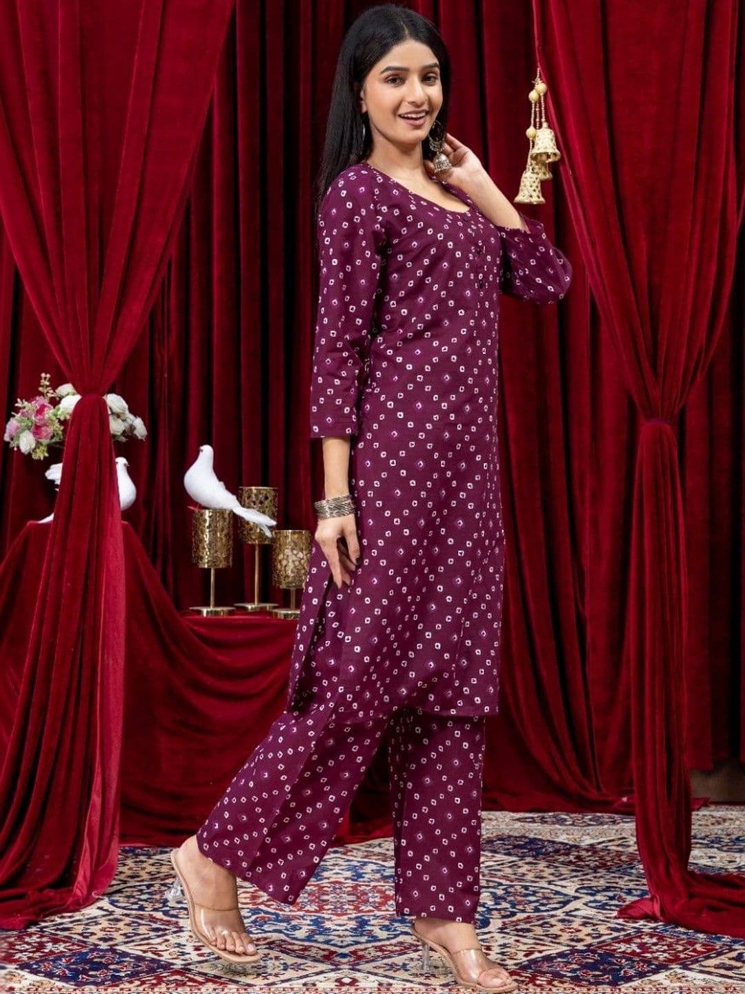 NARAYAN TEXTILE Women Ethnic Motifs Printed Pure Cotton Straight Kurta with Palazzos thumbnail 6