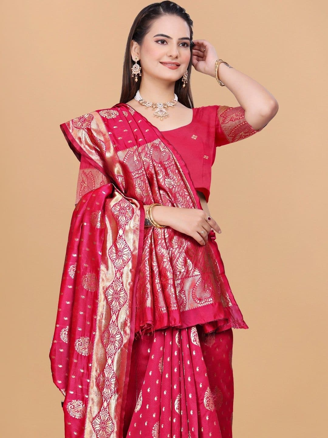 revika Woven Design Zari Art Silk Designer Kanjeevaram Saree thumbnail 6