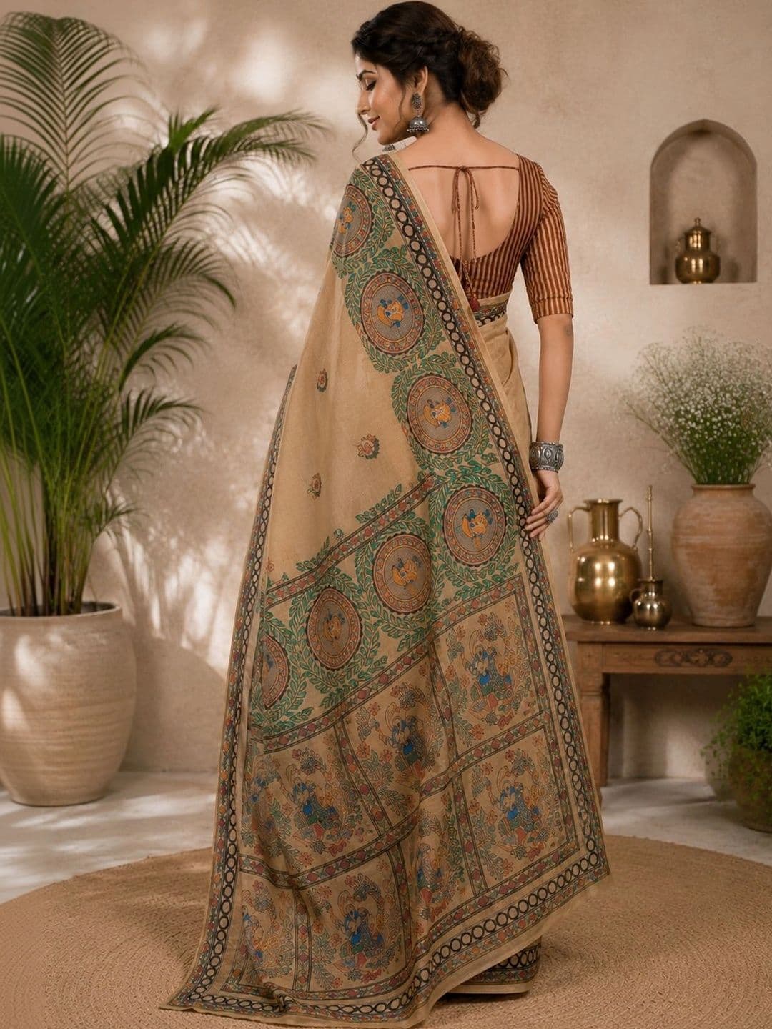 BORAD FASHION Women Kalamkari Designer Chanderi Saree thumbnail 2