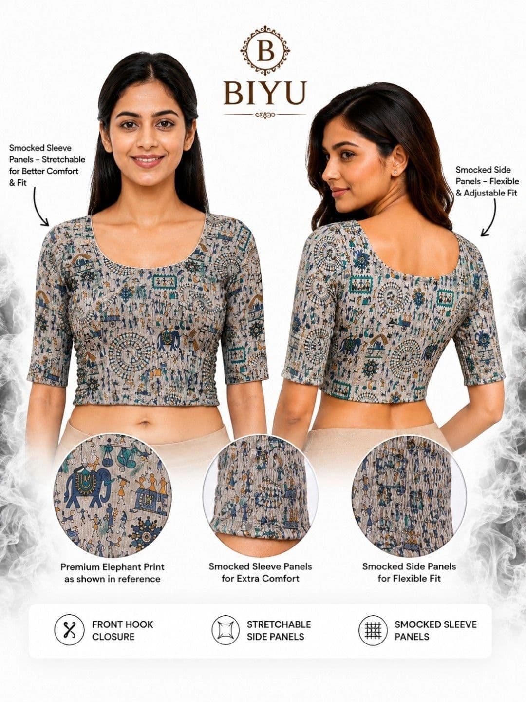 Biyu Cotton Printed Saree Blouse thumbnail 2