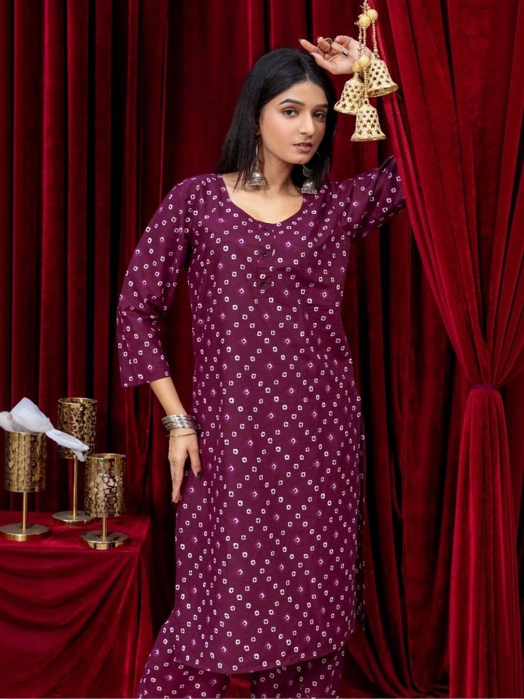 NARAYAN TEXTILE Women Ethnic Motifs Printed Pure Cotton Straight Kurta with Palazzos thumbnail 3