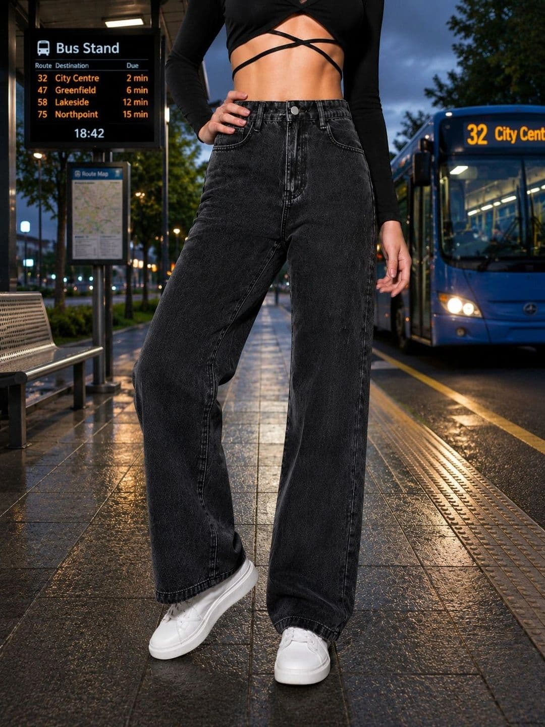 DENIMLOOK Women Flared High-Rise Jeans - view 1