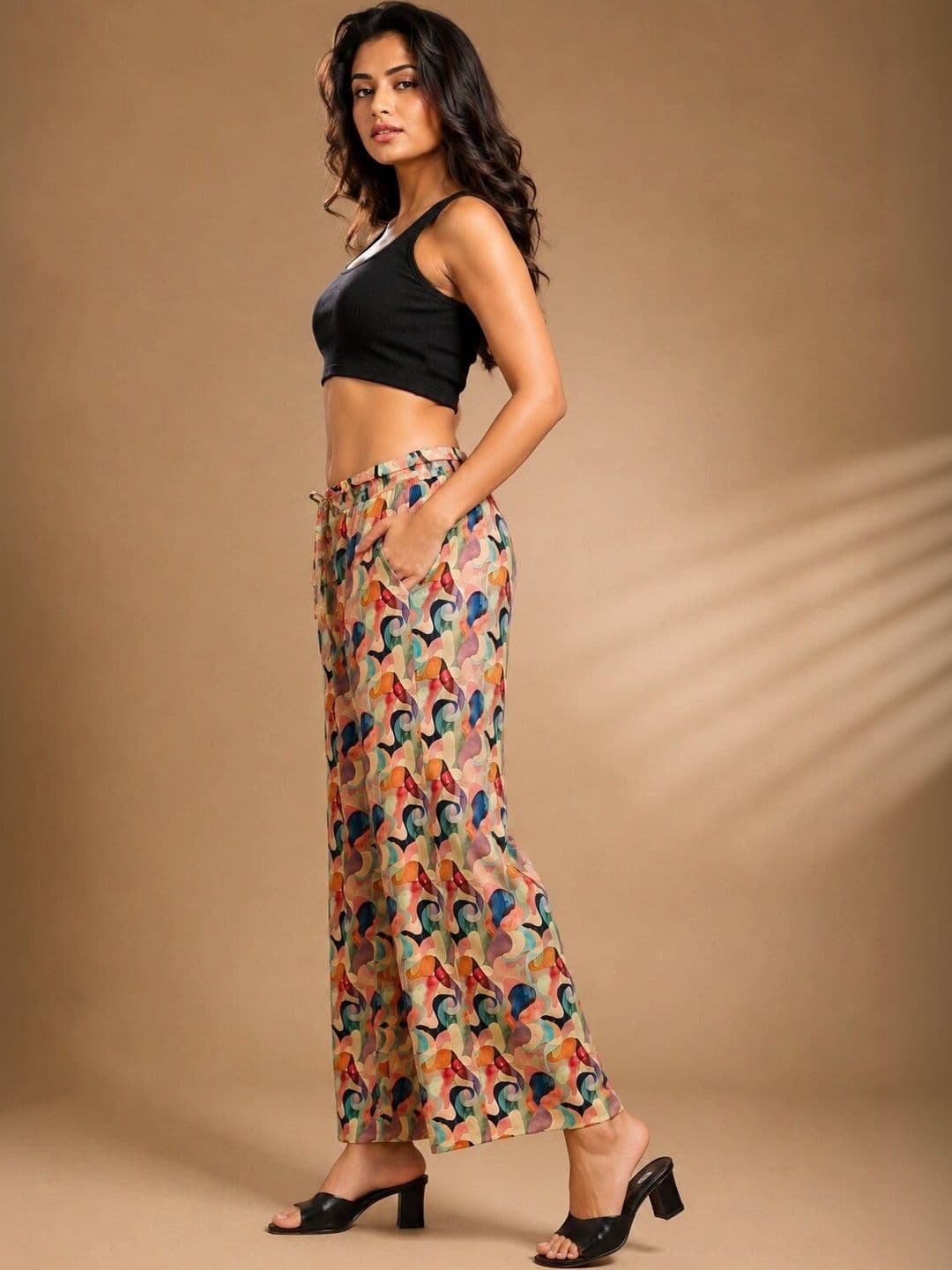 VSP CREATION Women Printed Chambray Palazzos thumbnail 3