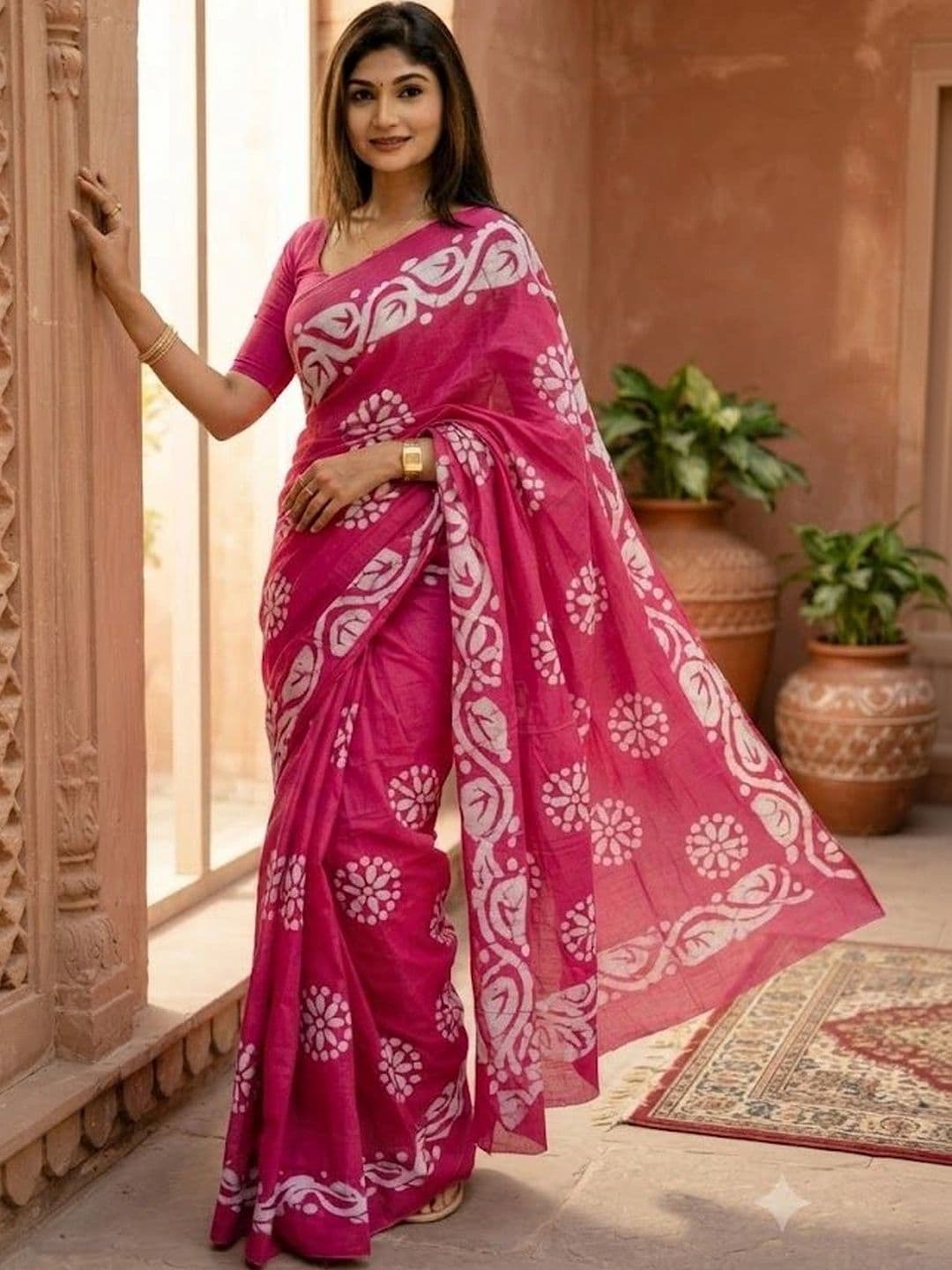 BARATHEON Batik Pure Cotton Saree - view 1