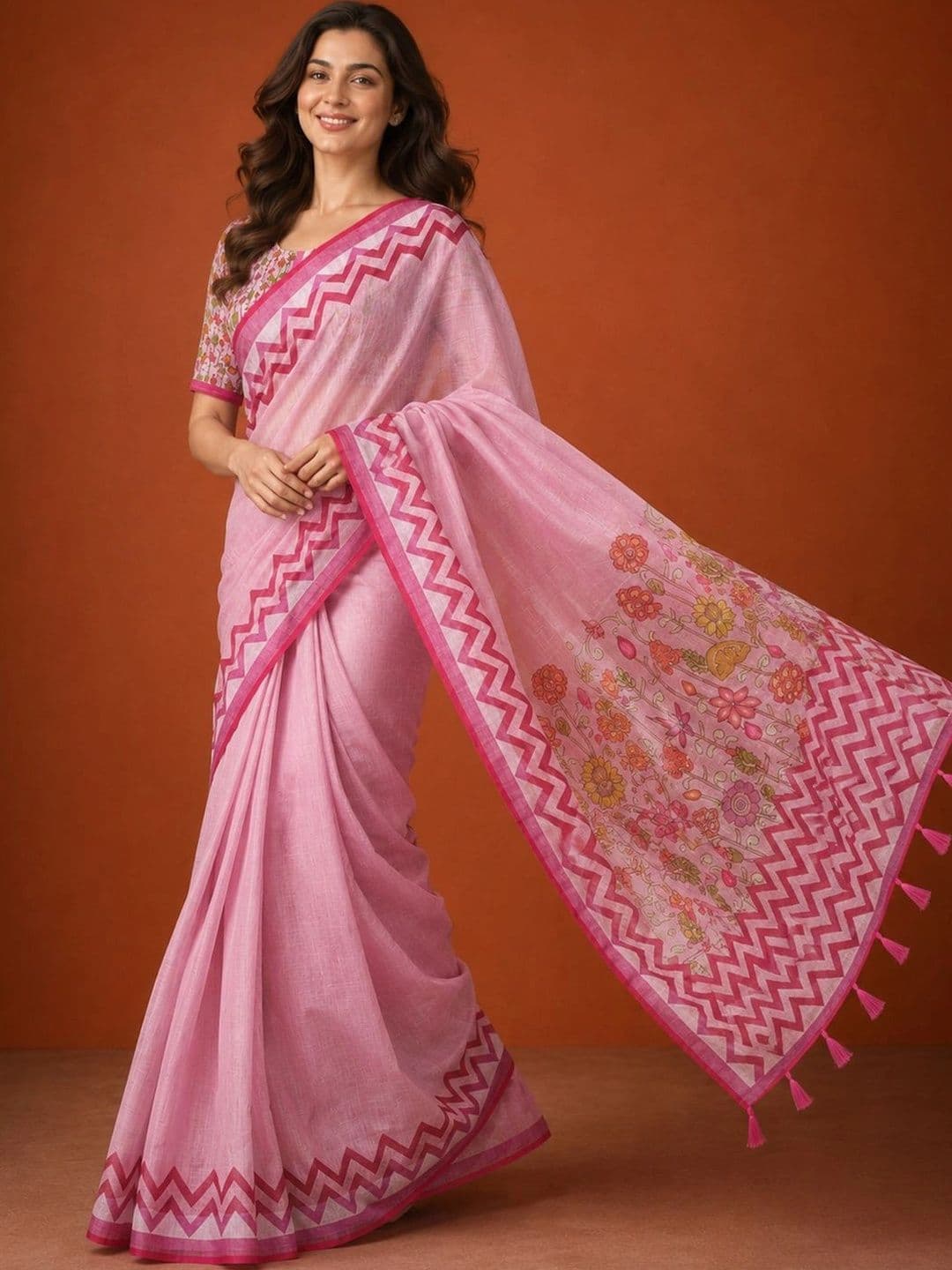 Suha Floral Silk Blend Saree thumbnail 6