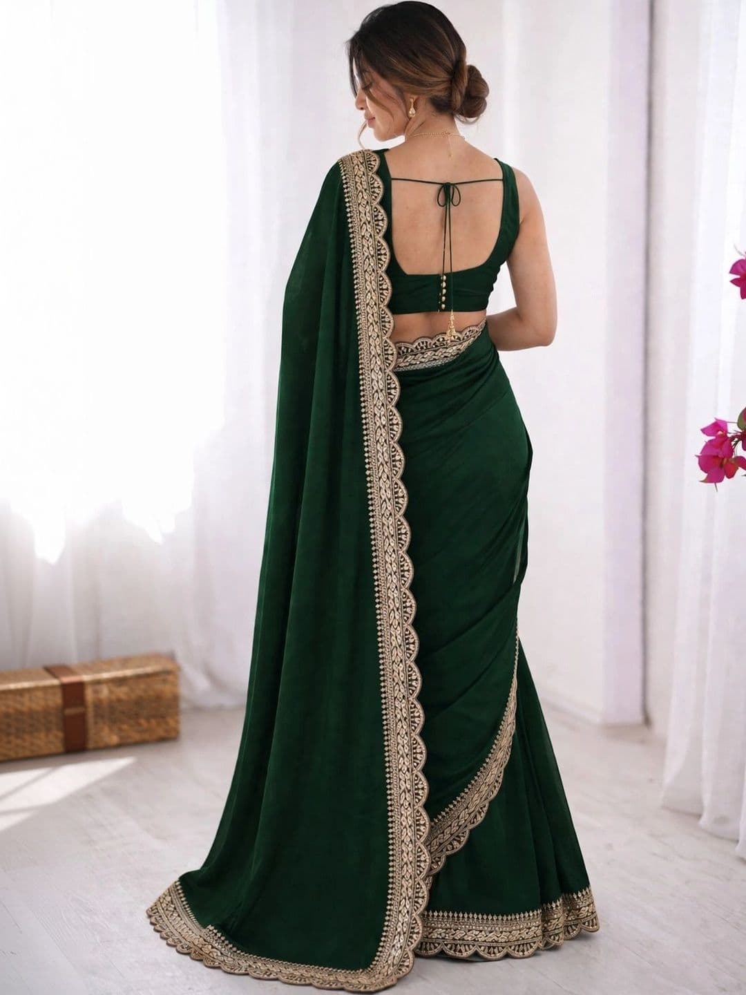 KALINI Silk Blend Heavy Work Saree thumbnail 3