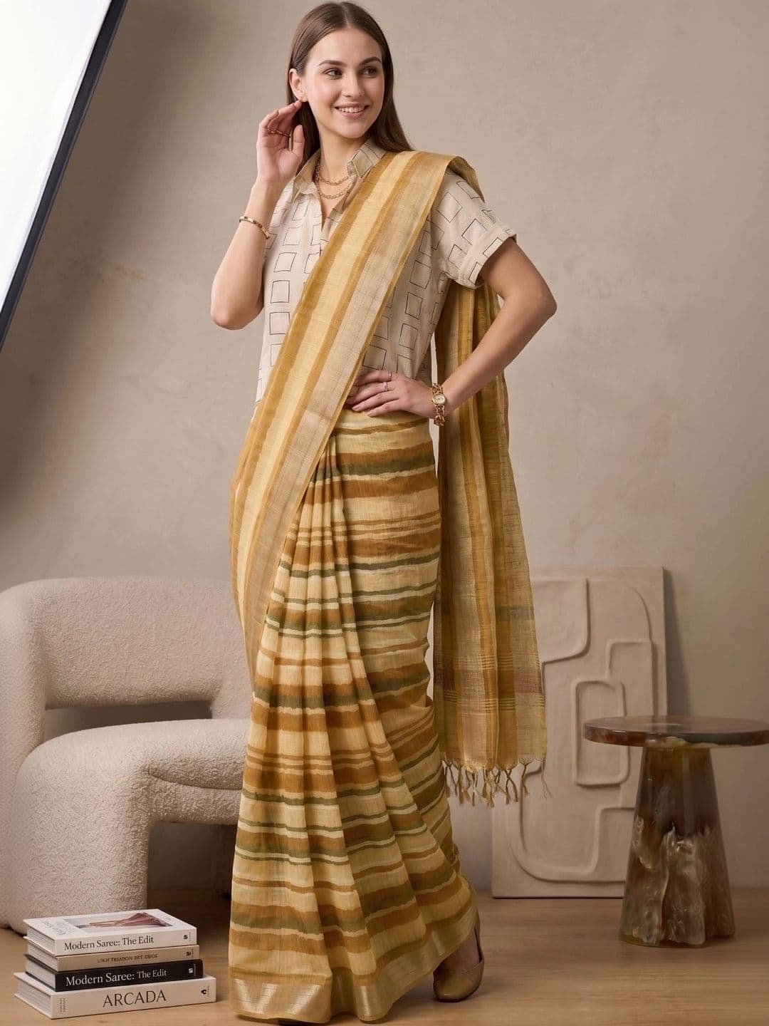 BORAD FASHION Women Designer Chanderi Saree thumbnail 3
