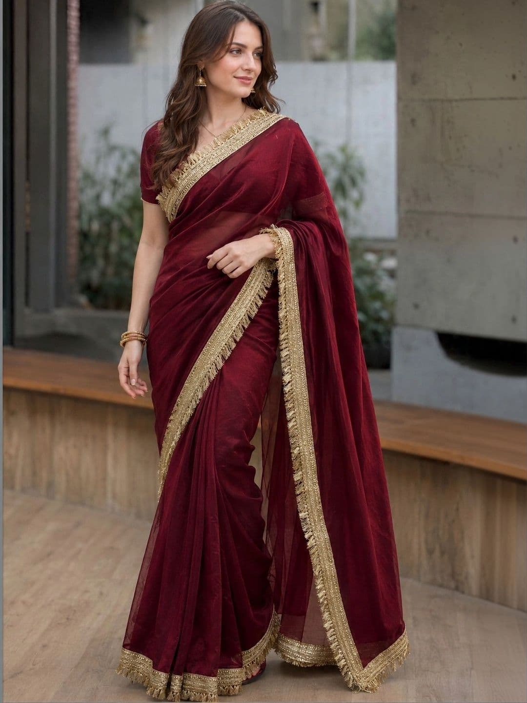 KALINI Silk Blend Heavy Work Saree - view 1