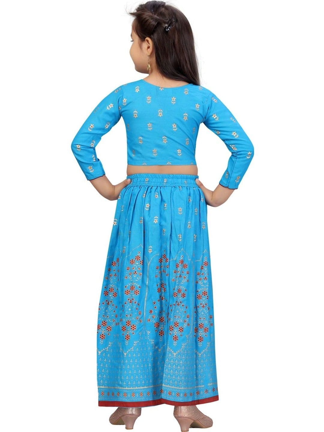 BAESD Girls Printed Print Ready to Wear Lehenga & Blouse thumbnail 3