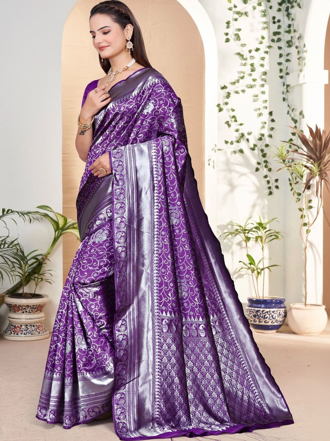 revika Woven Design Art Silk Designer Kanjeevaram Saree thumbnail 6