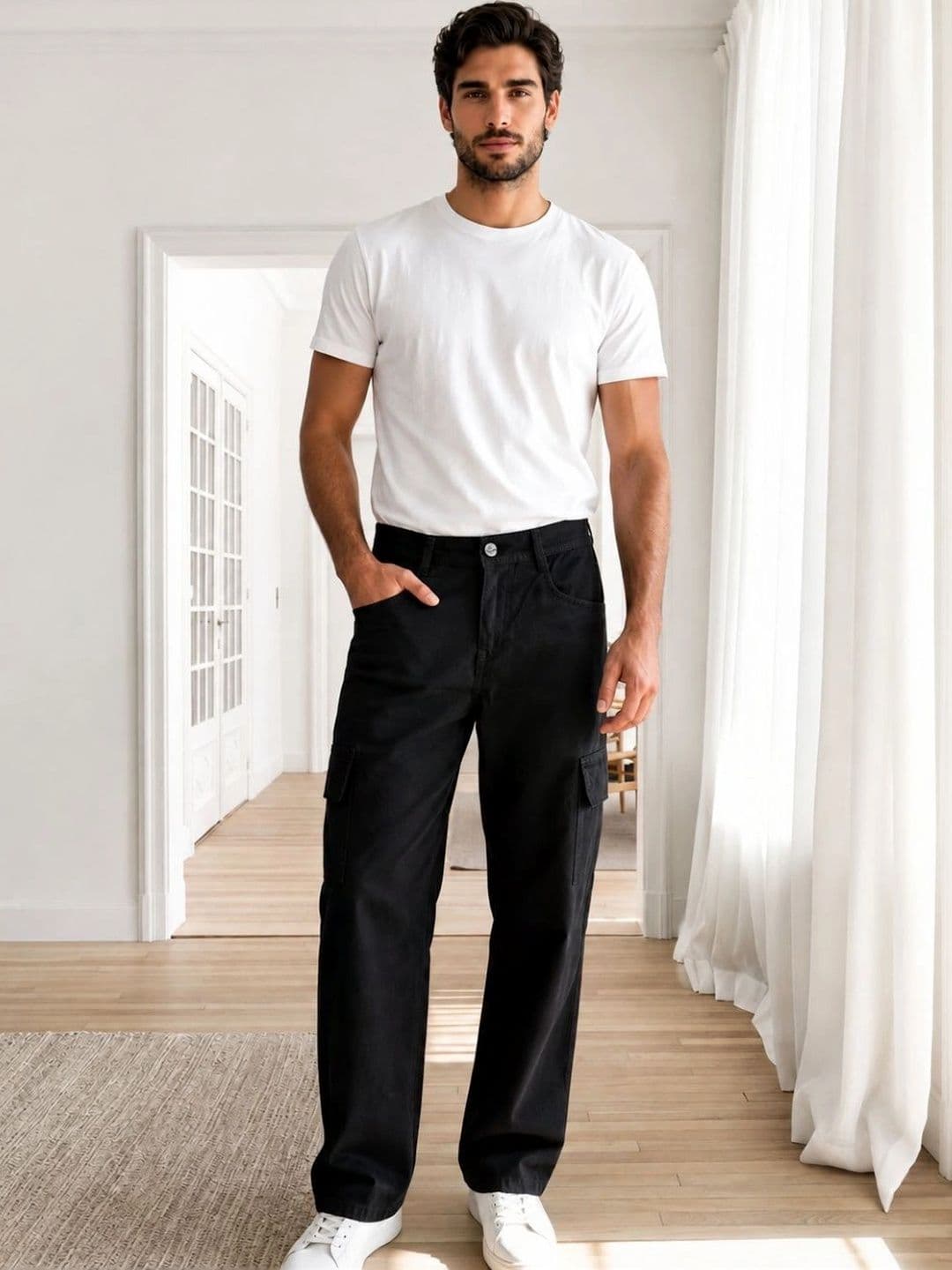 FLARING Men Classic Relaxed Fit Mid-Rise Stretchable Jeans thumbnail 3