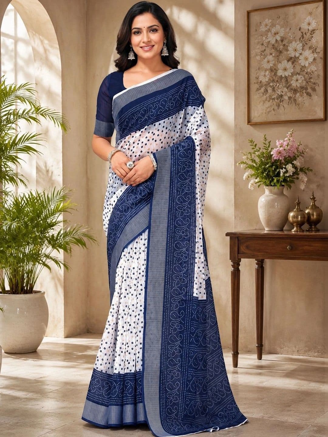 BORAD FASHION Bandhani Designer Chanderi Saree - view 1