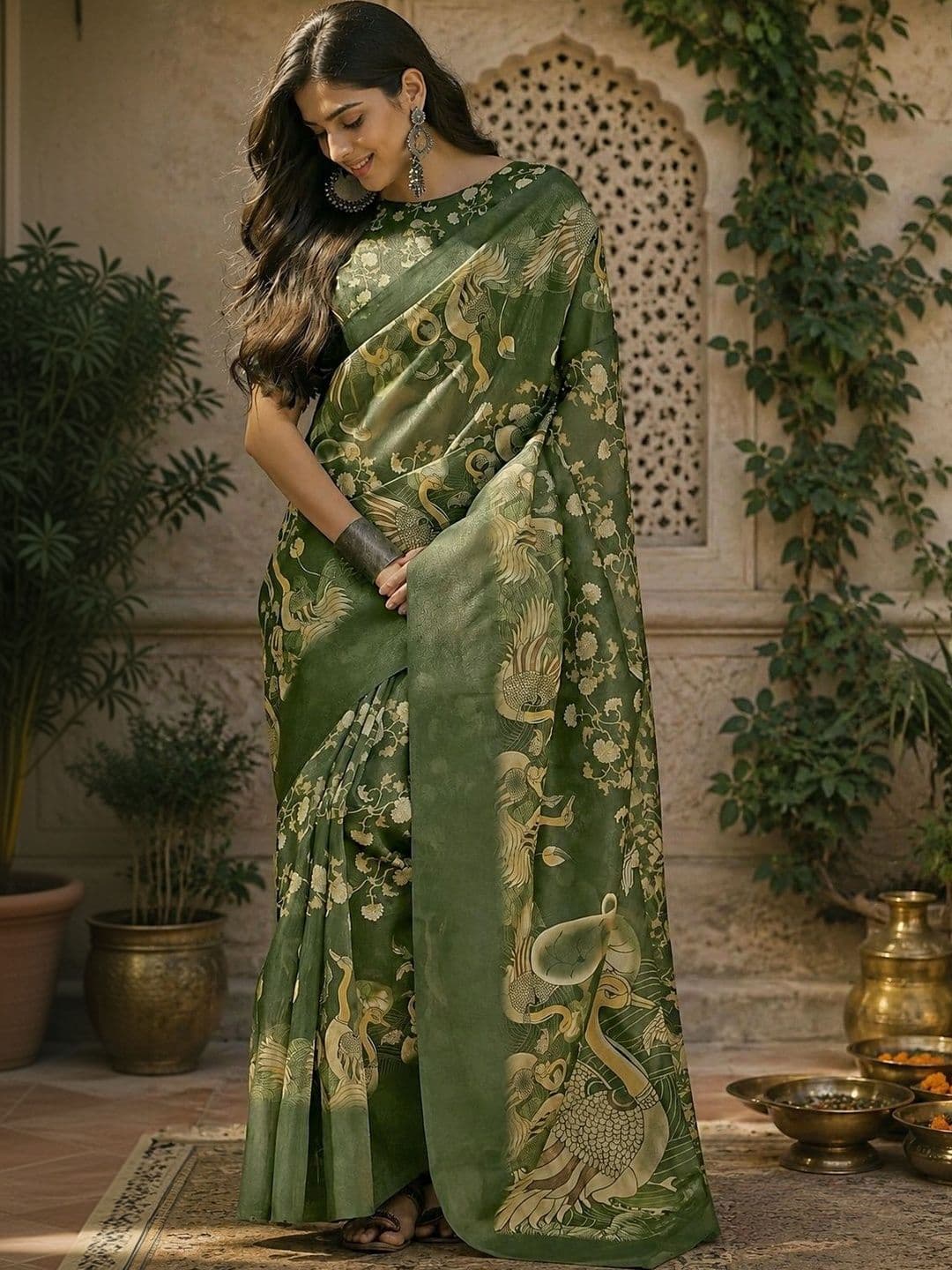 BORAD FASHION Women Paisley Designer Chanderi Saree thumbnail 2