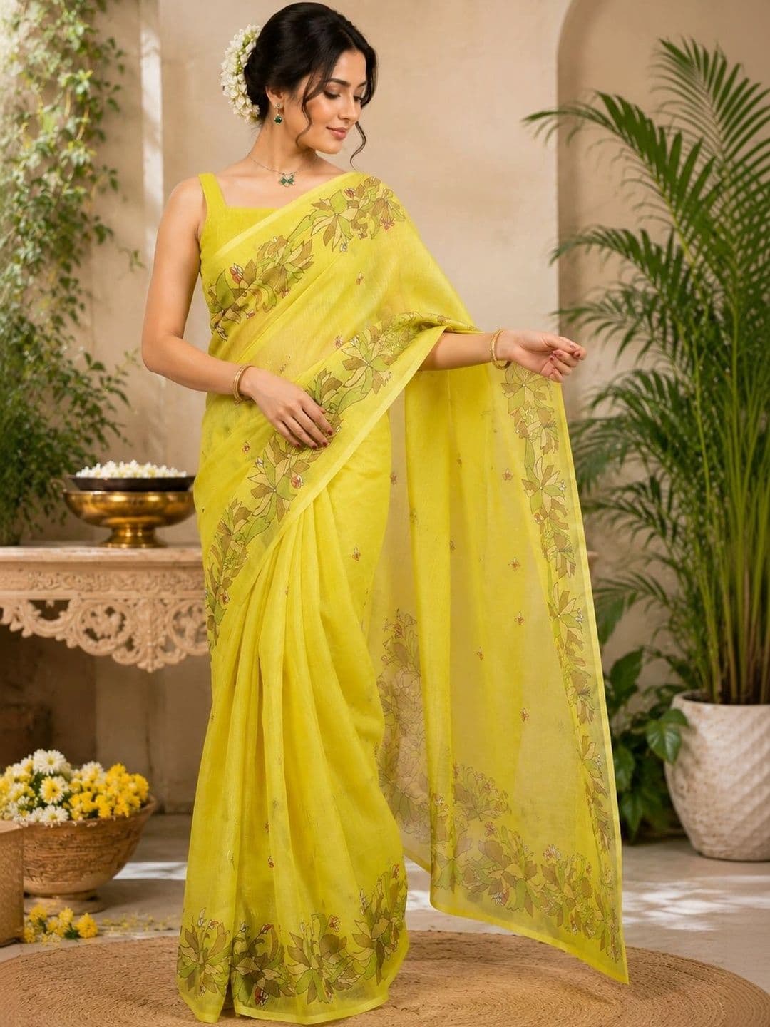 BORAD FASHION Floral Designer Chanderi Saree thumbnail 3