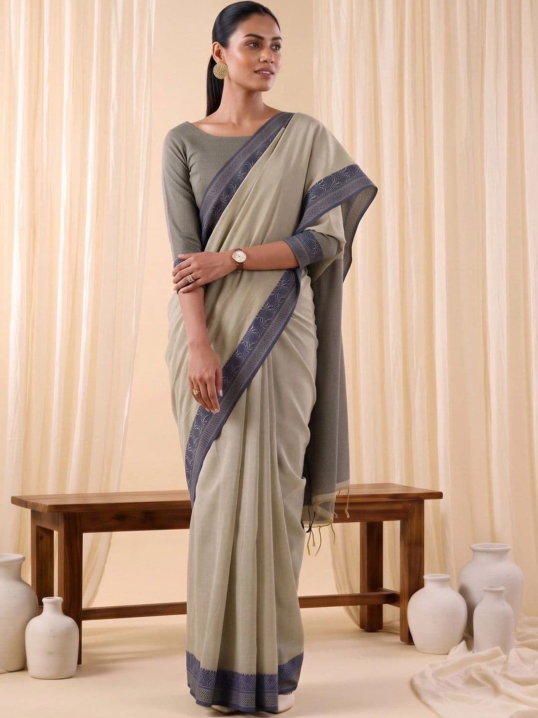 SOURAGYA Ethnic Motifs Zari Designer Uppada Saree thumbnail 2