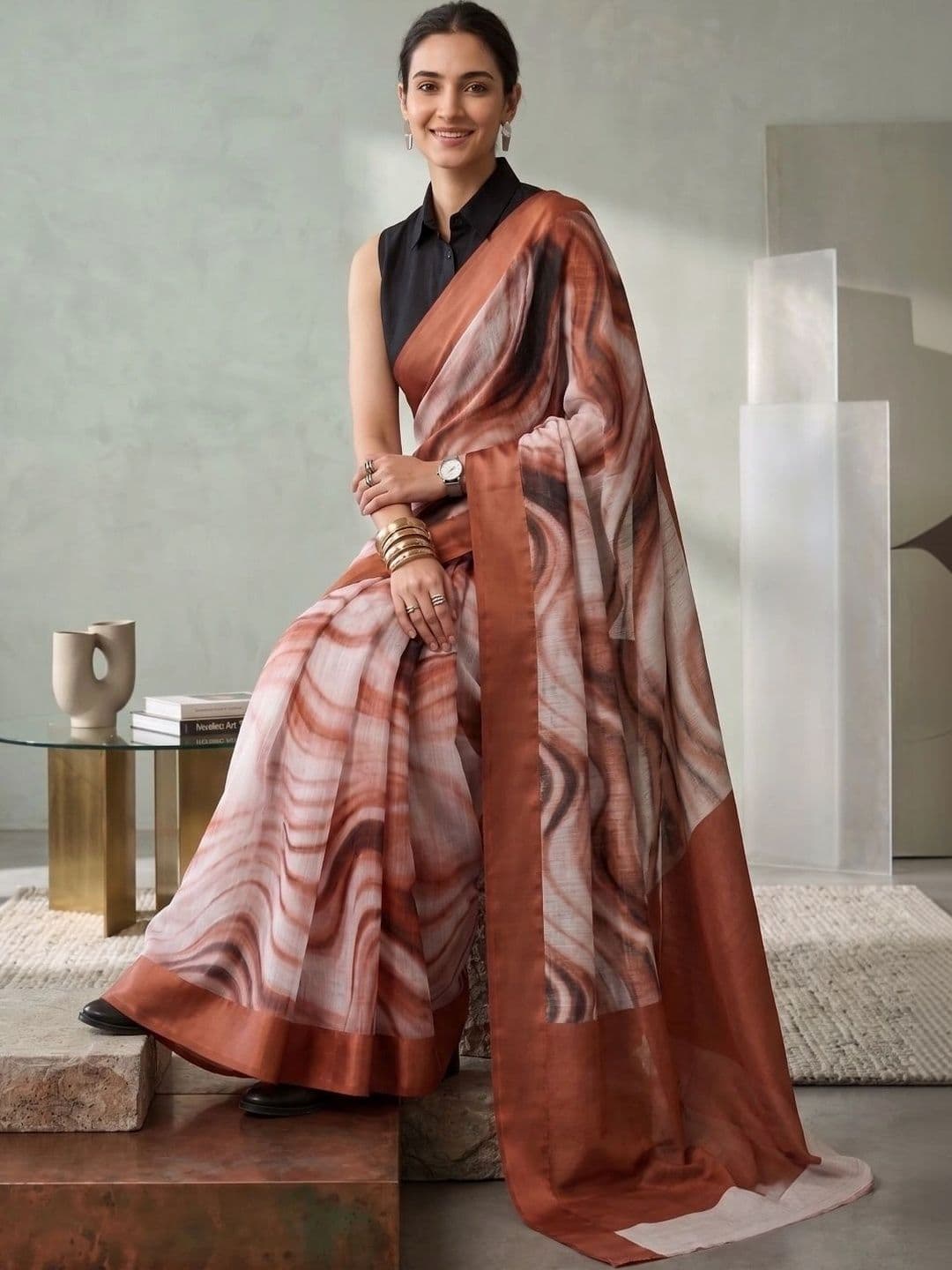 BORAD FASHION Designer Chanderi Saree thumbnail 3