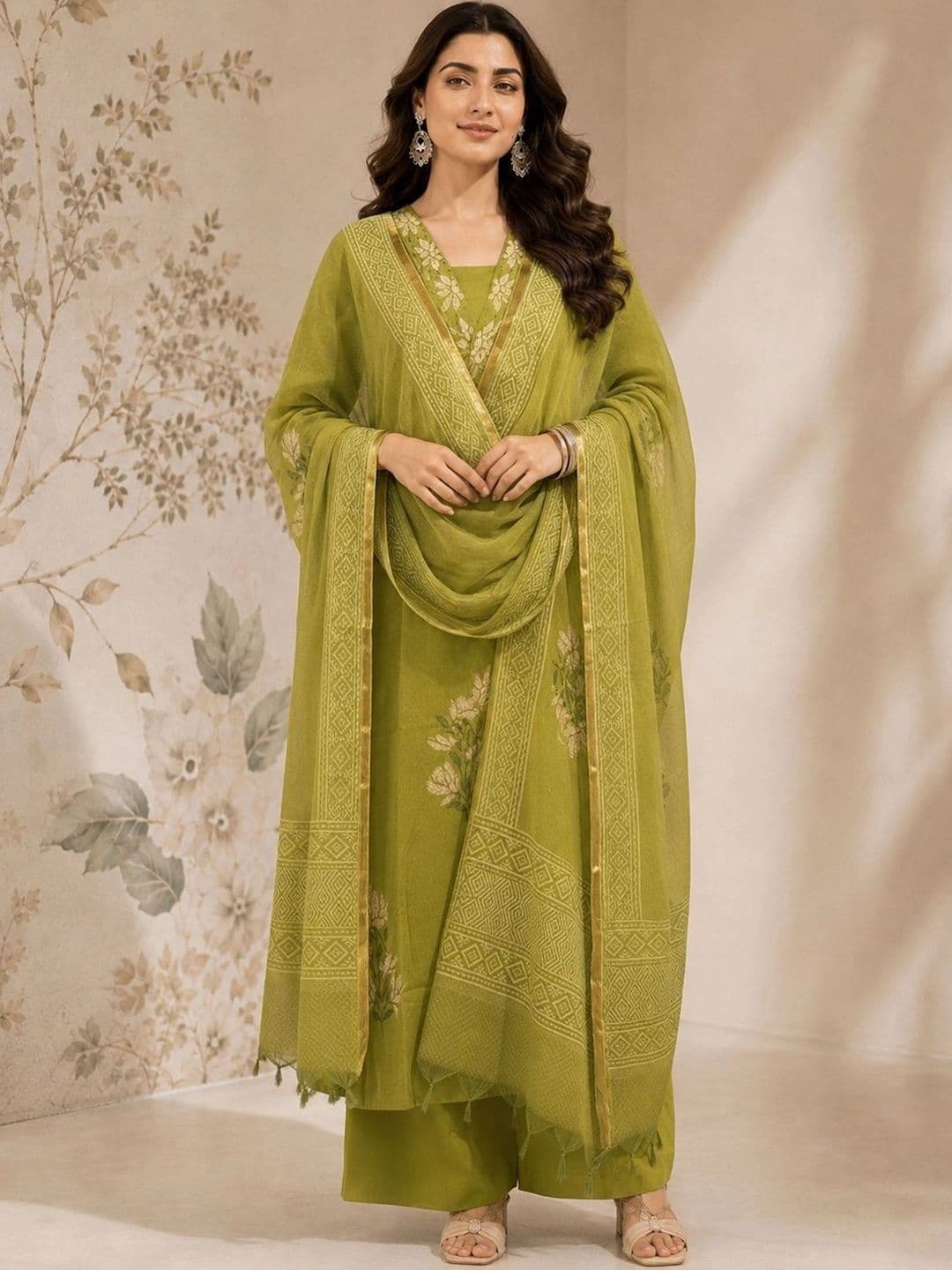 Sangria Women Ethnic Motifs Embroidered Regular Thread Work Kurta with Palazzos & With Dupatta thumbnail 7