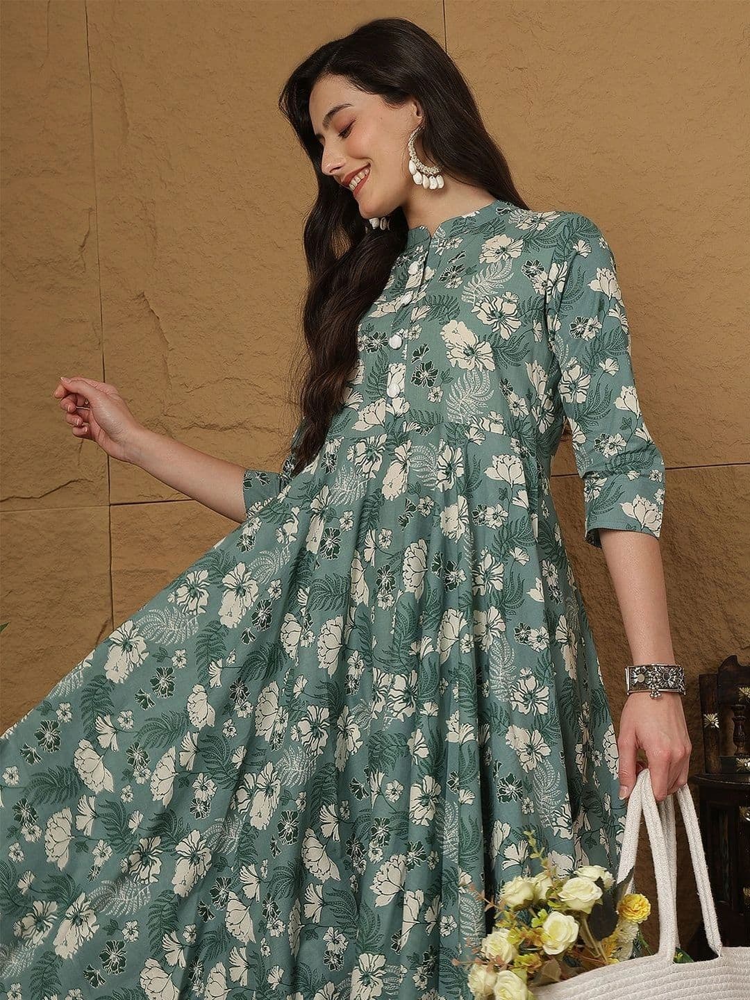 Sangria Women Floral Printed Floral Anarkali Kurta thumbnail 5