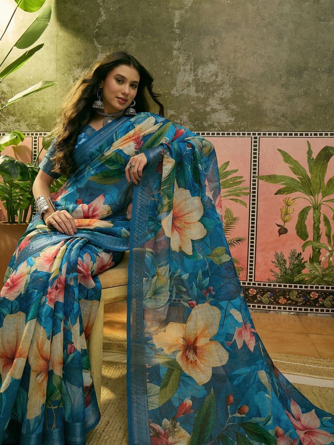 Suha Floral Saree thumbnail 3
