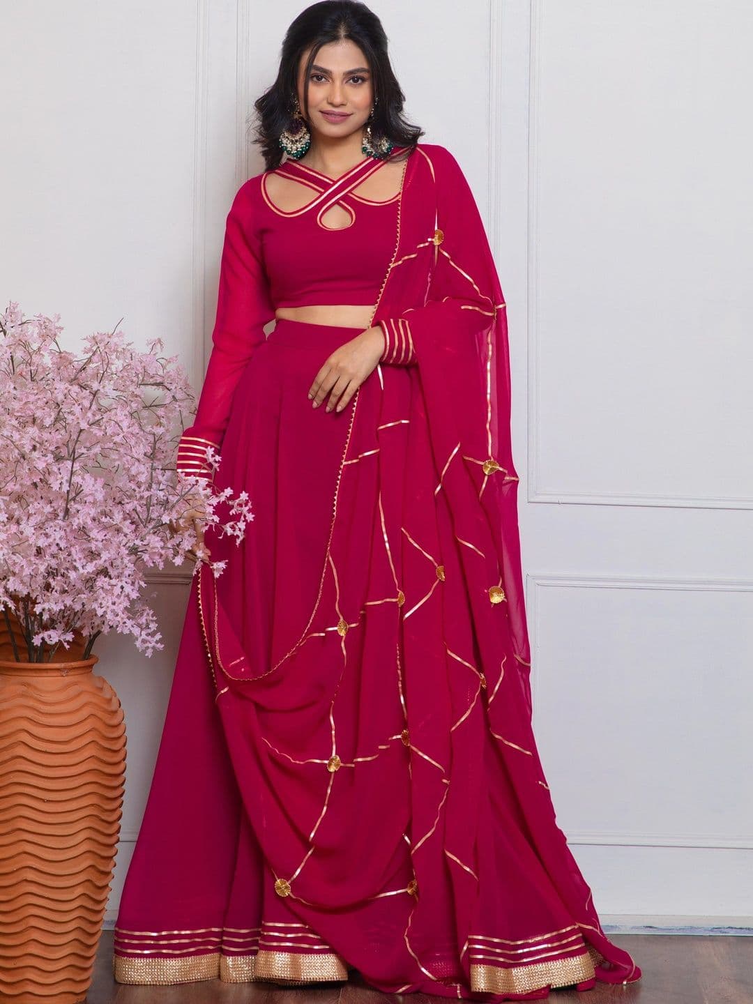 NEW UNIQUE DESI Embellished Ready to Wear Lehenga & Blouse Taping - view 1