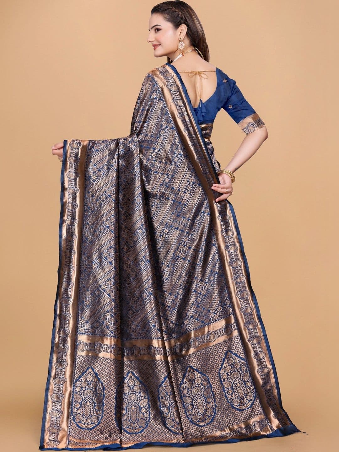 revika Woven Design Zari Art Silk Designer Kanjeevaram Saree thumbnail 4