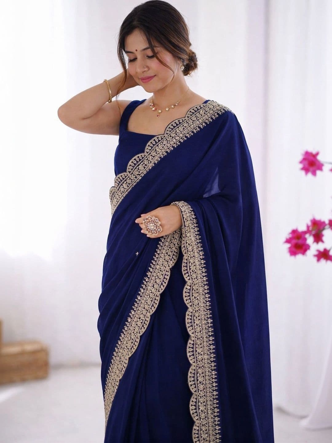 KALINI Embroidered Silk Blend Heavy Work Saree - view 1