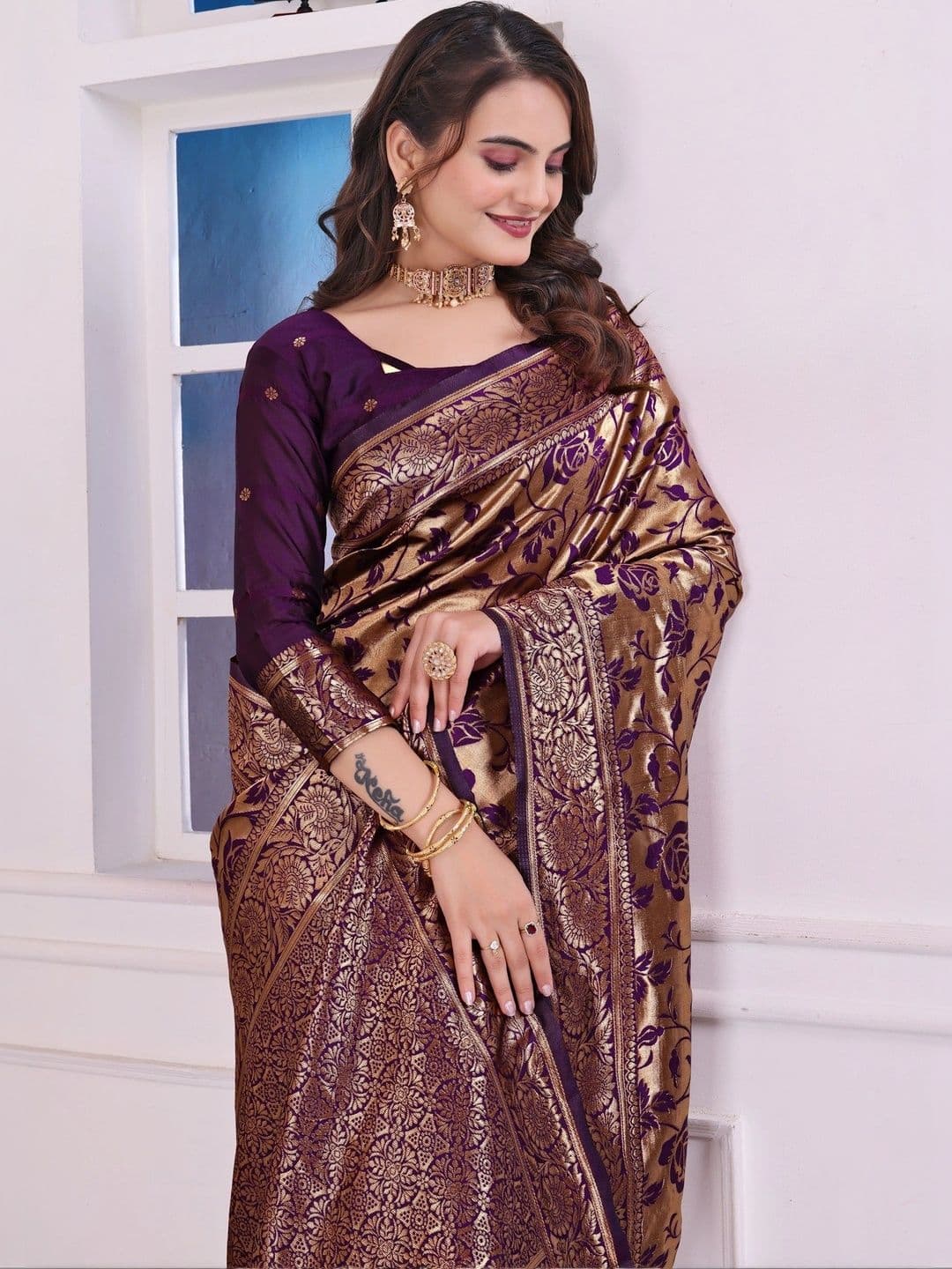 revika Woven Design Zari Art Silk Designer Kanjeevaram Saree thumbnail 6