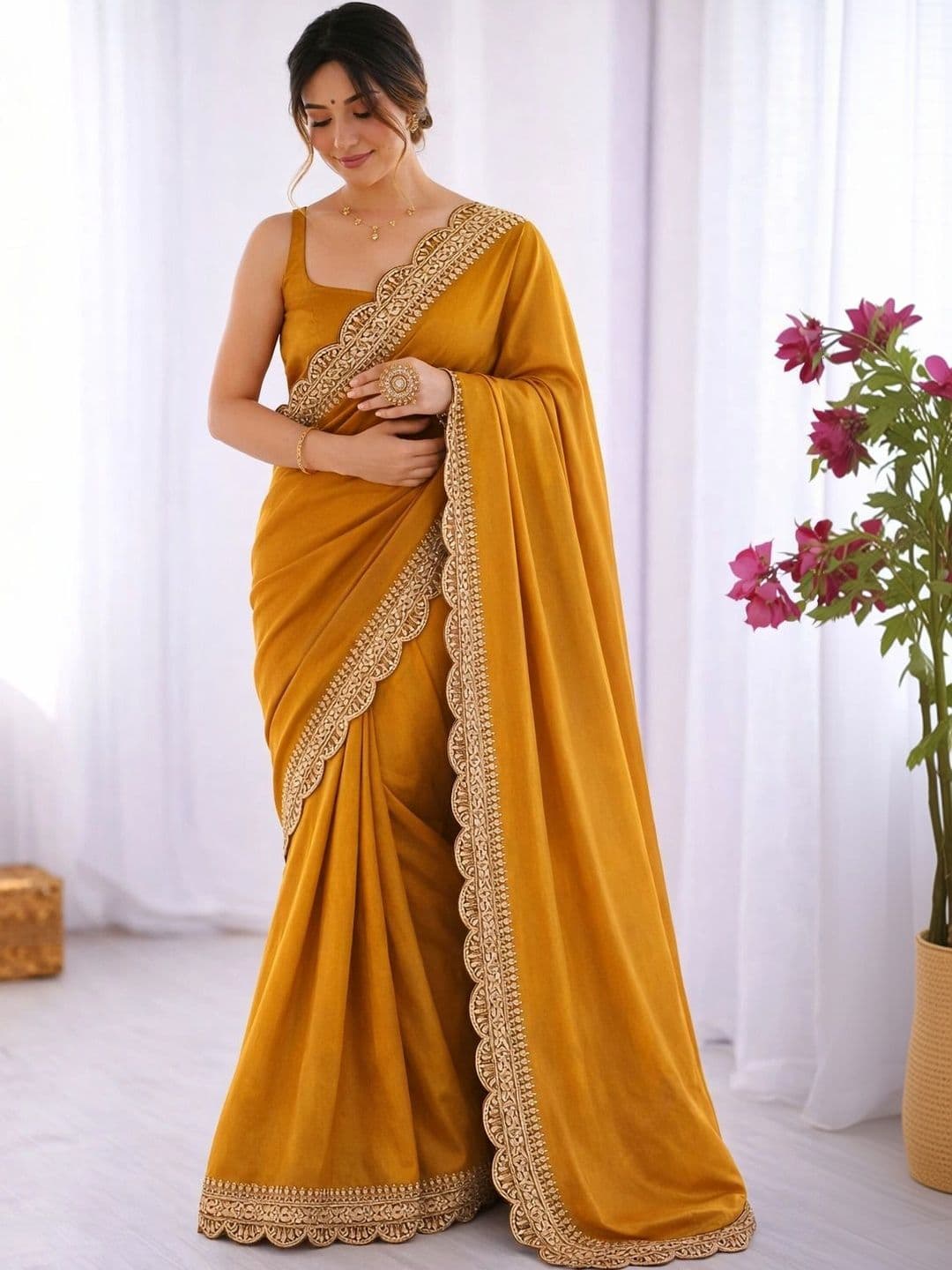 KALINI Embroidered Silk Blend Heavy Work Saree - view 1