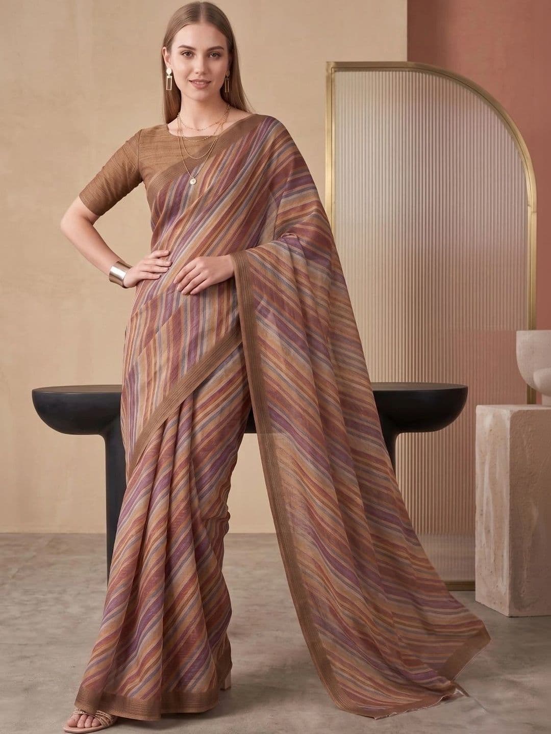 BORAD FASHION Designer Chanderi Saree - view 1