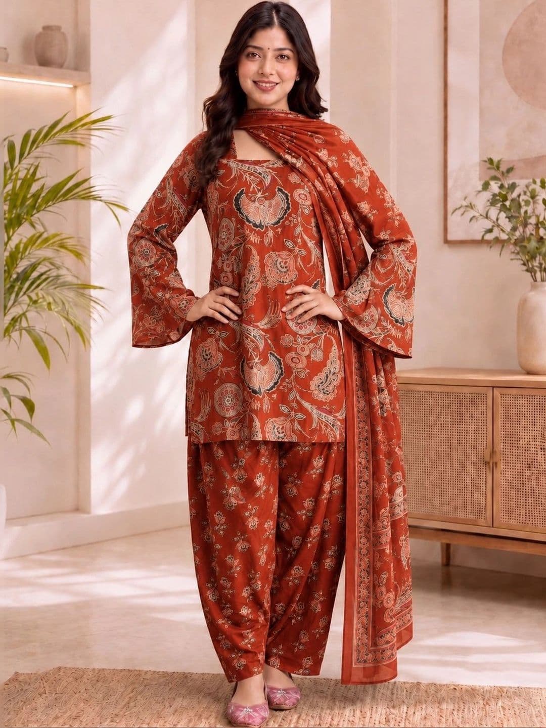 SZN Women Ethnic Motifs Printed Regular Kurta with Patiala & Dupatta thumbnail 2