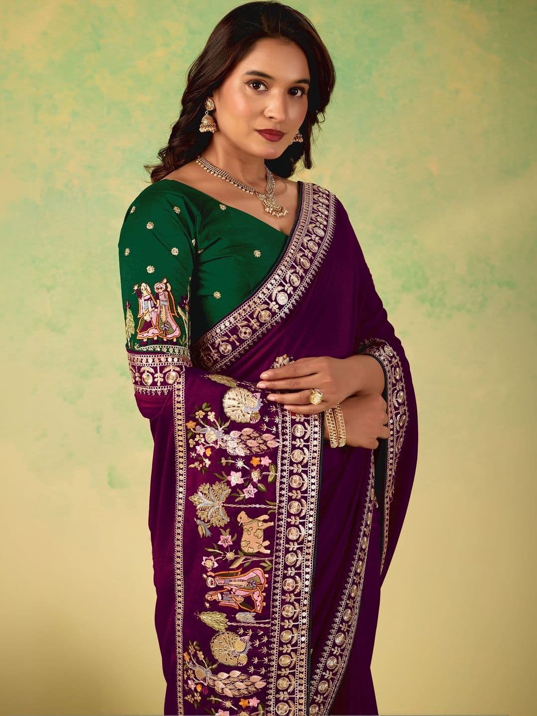 KALINI Women Embroidered Silk Blend Heavy Work Saree thumbnail 2