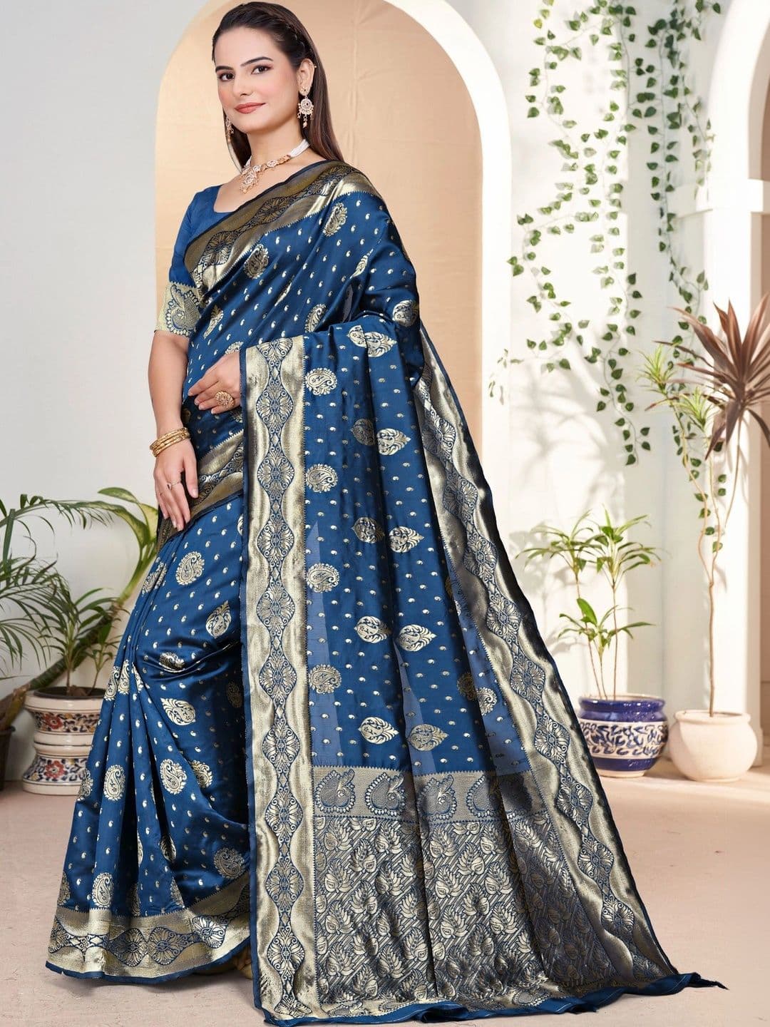 revika Woven Design Zari Art Silk Designer Kanjeevaram Saree thumbnail 5