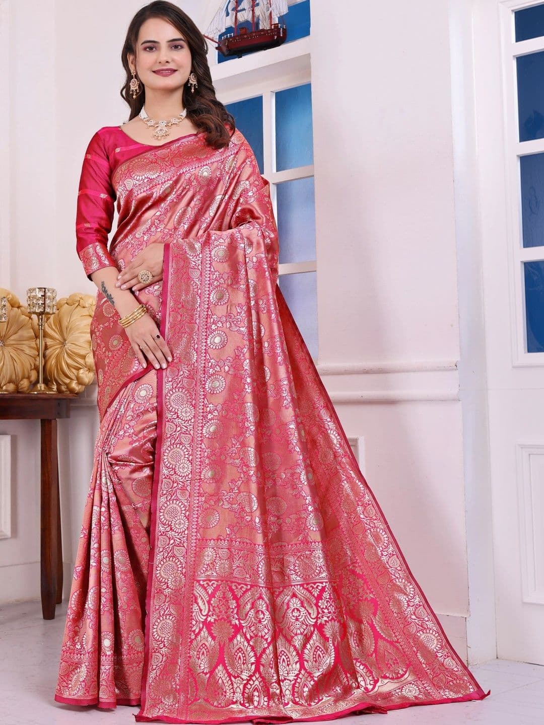 revika Woven Design Zari Art Silk Designer Kanjeevaram Saree - view 1