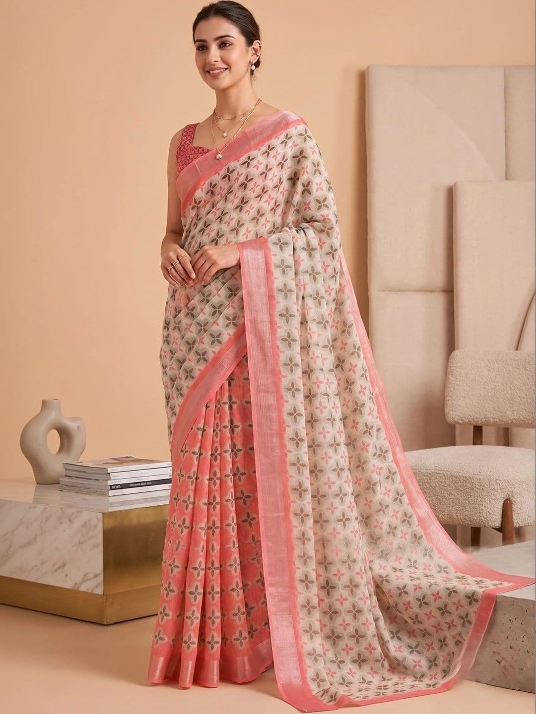 BORAD FASHION Designer Chanderi Saree thumbnail 3