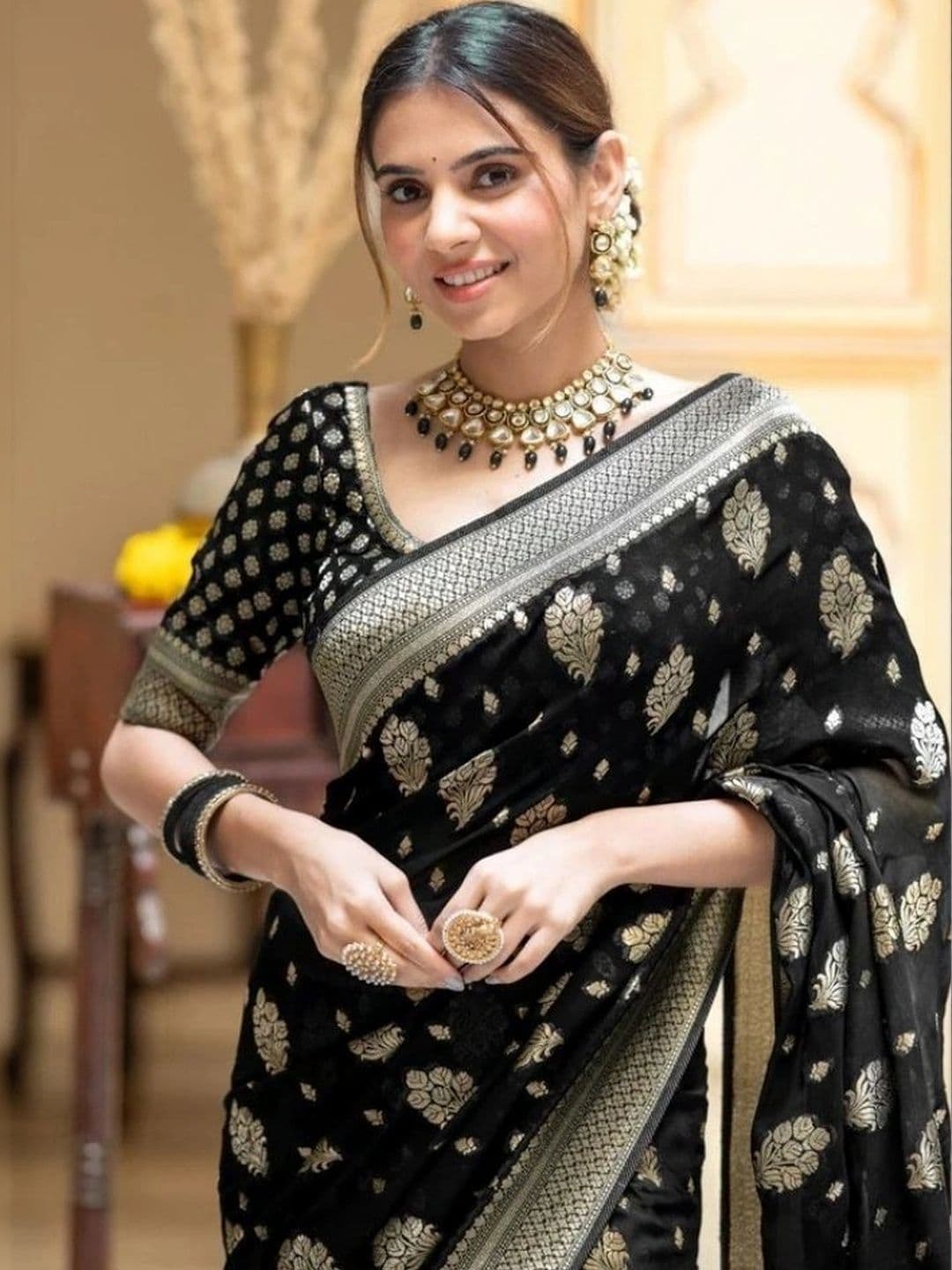revika Woven Design Zari Art Silk Designer Kanjeevaram Saree thumbnail 4