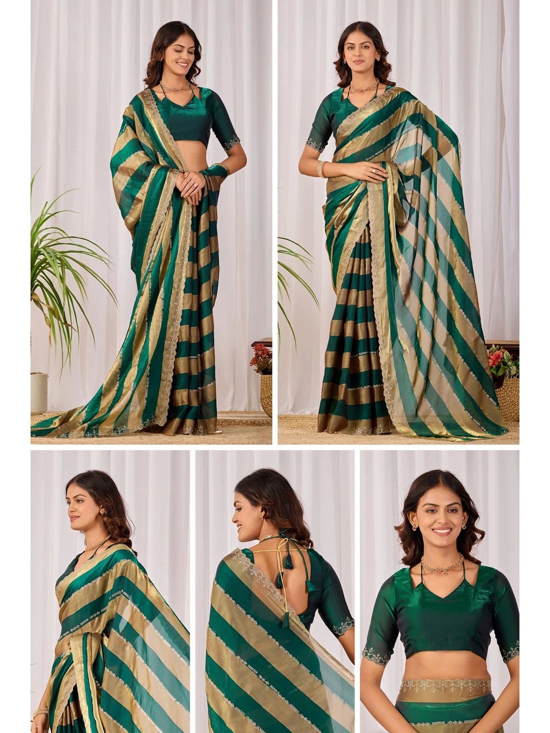 K 5 Fashion Ethnic Motifs Embroidered Satin Fusion Ikat Saree thumbnail 4