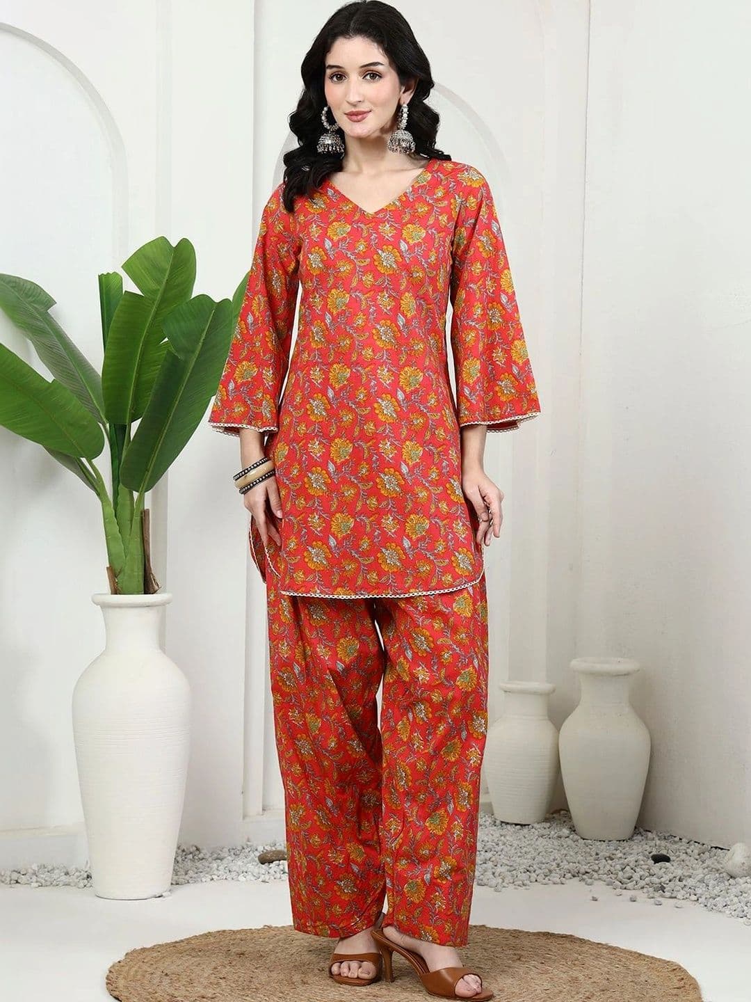KALINI Women Floral Printed Regular Pure Cotton Kurta with Patiala - view 1