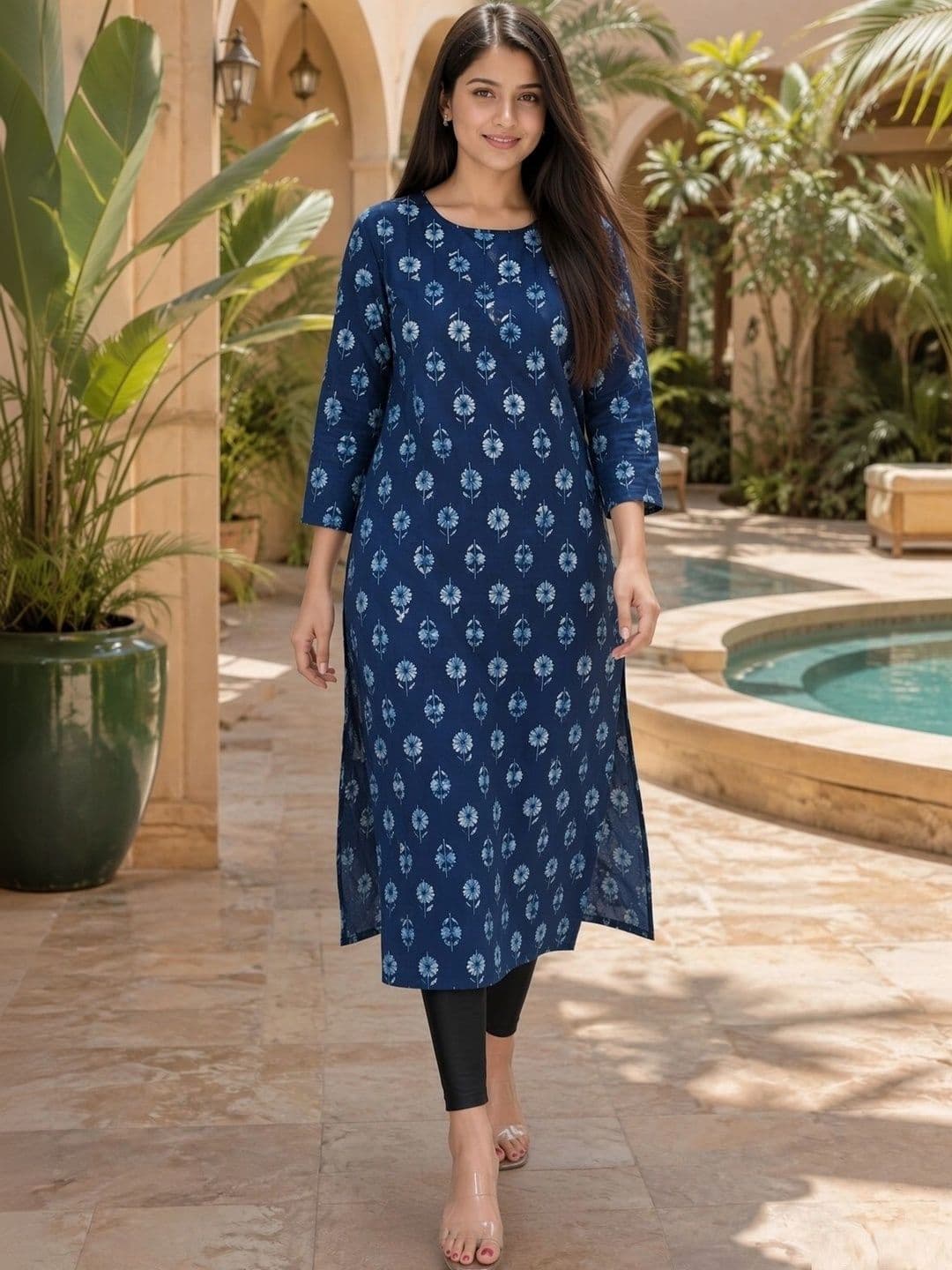Aaradhya Fashion Floral Printed Pure Cotton Blend Kurti - view 1