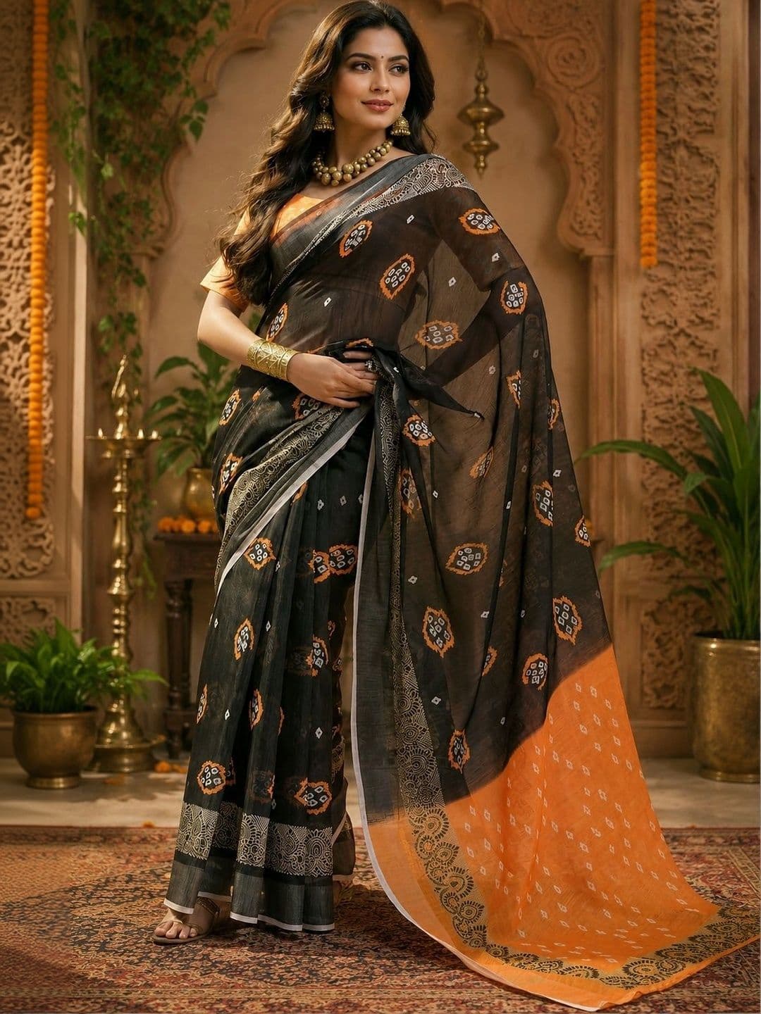 BORAD FASHION Bandhani Designer Chanderi Saree - view 1