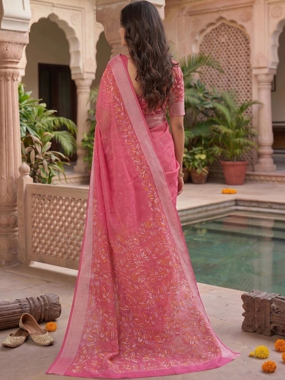 BORAD FASHION Floral Designer Chanderi Saree thumbnail 4