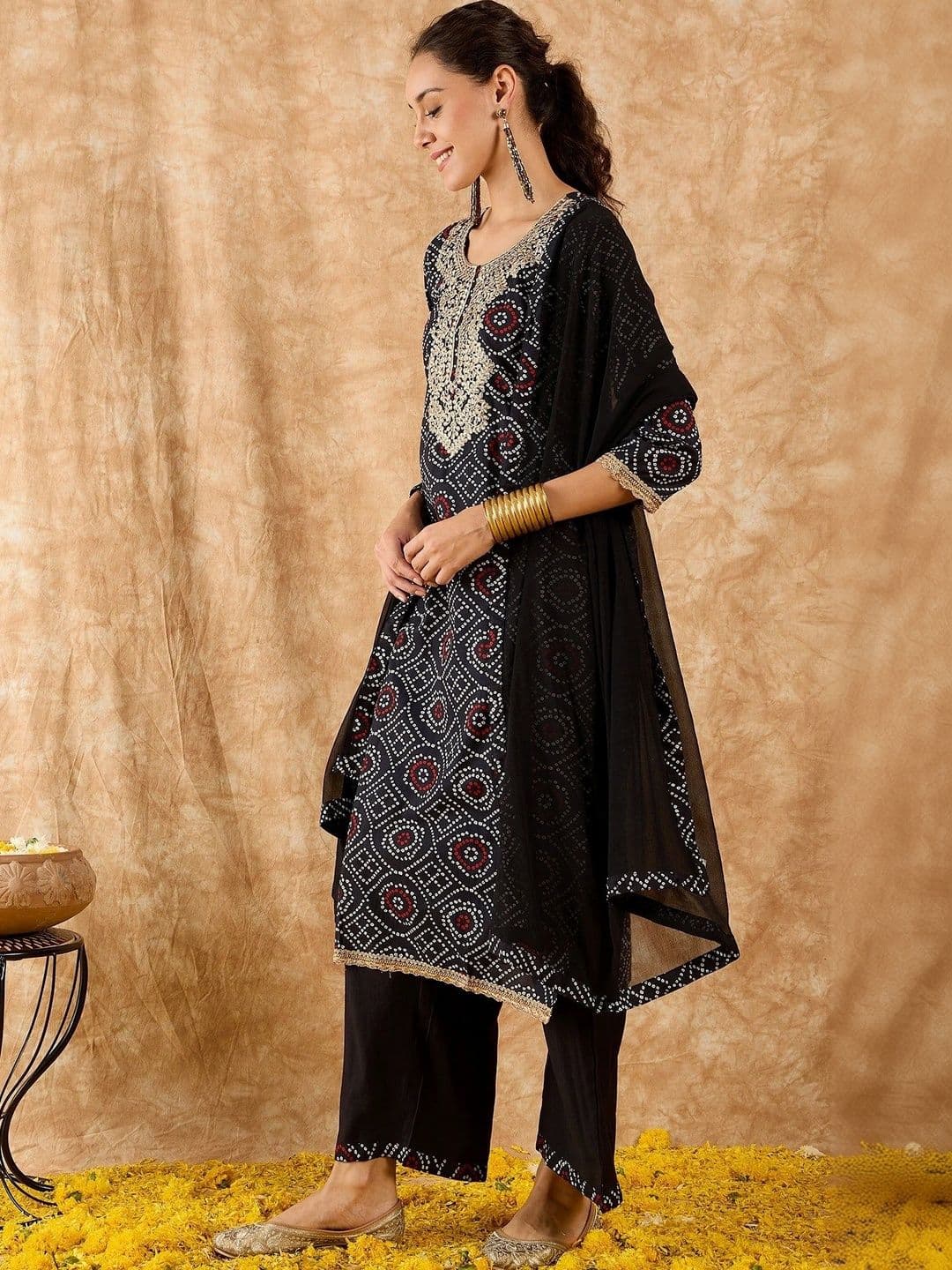 Anouk Women Ethnic Motifs Printed Regular Kurta with Palazzos & With Dupatta thumbnail 3