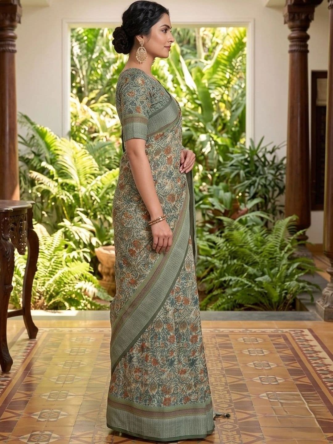 BORAD FASHION Floral Designer Chanderi Saree thumbnail 3