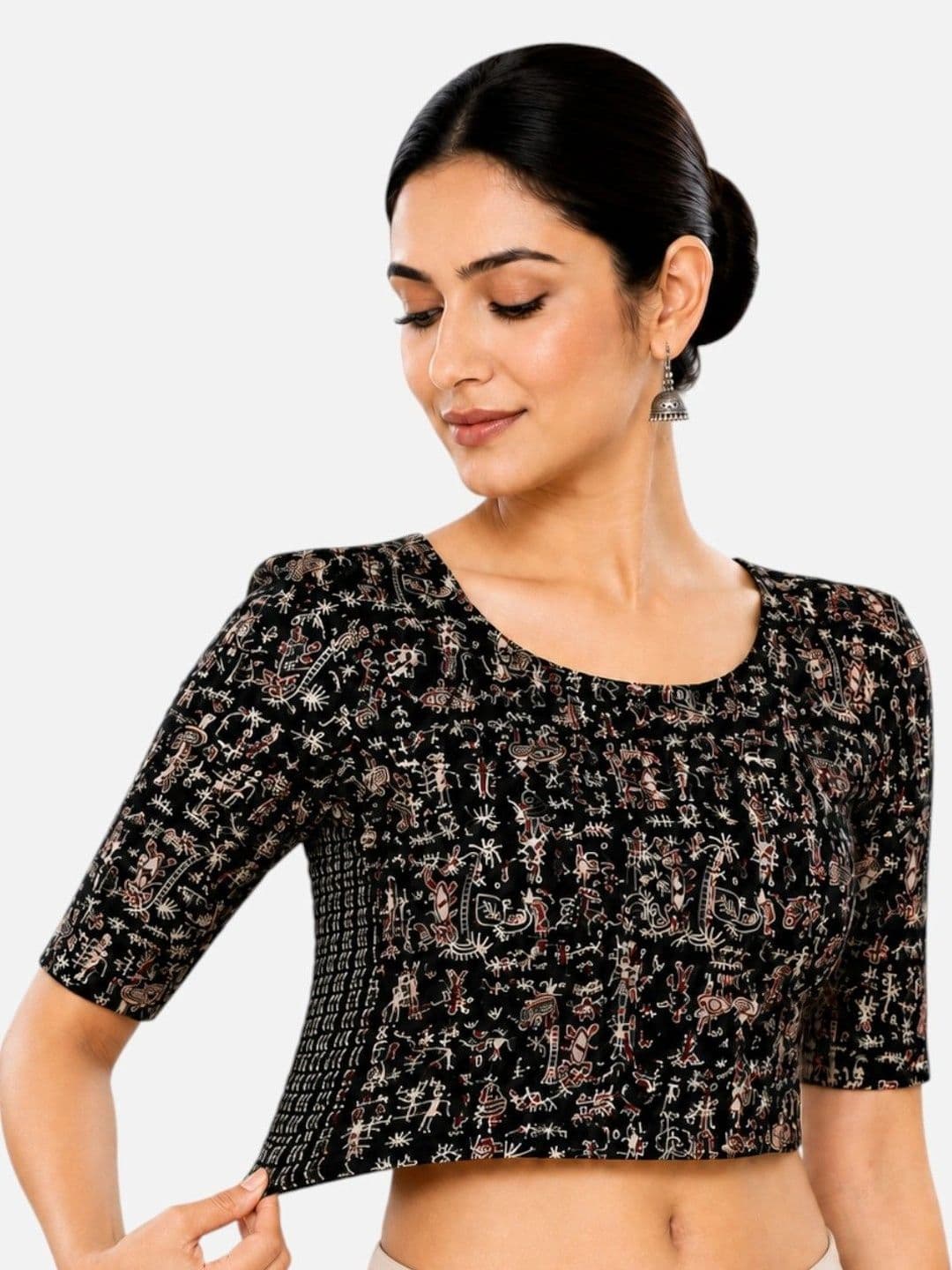 Biyu Cotton Printed Saree Blouse thumbnail 4