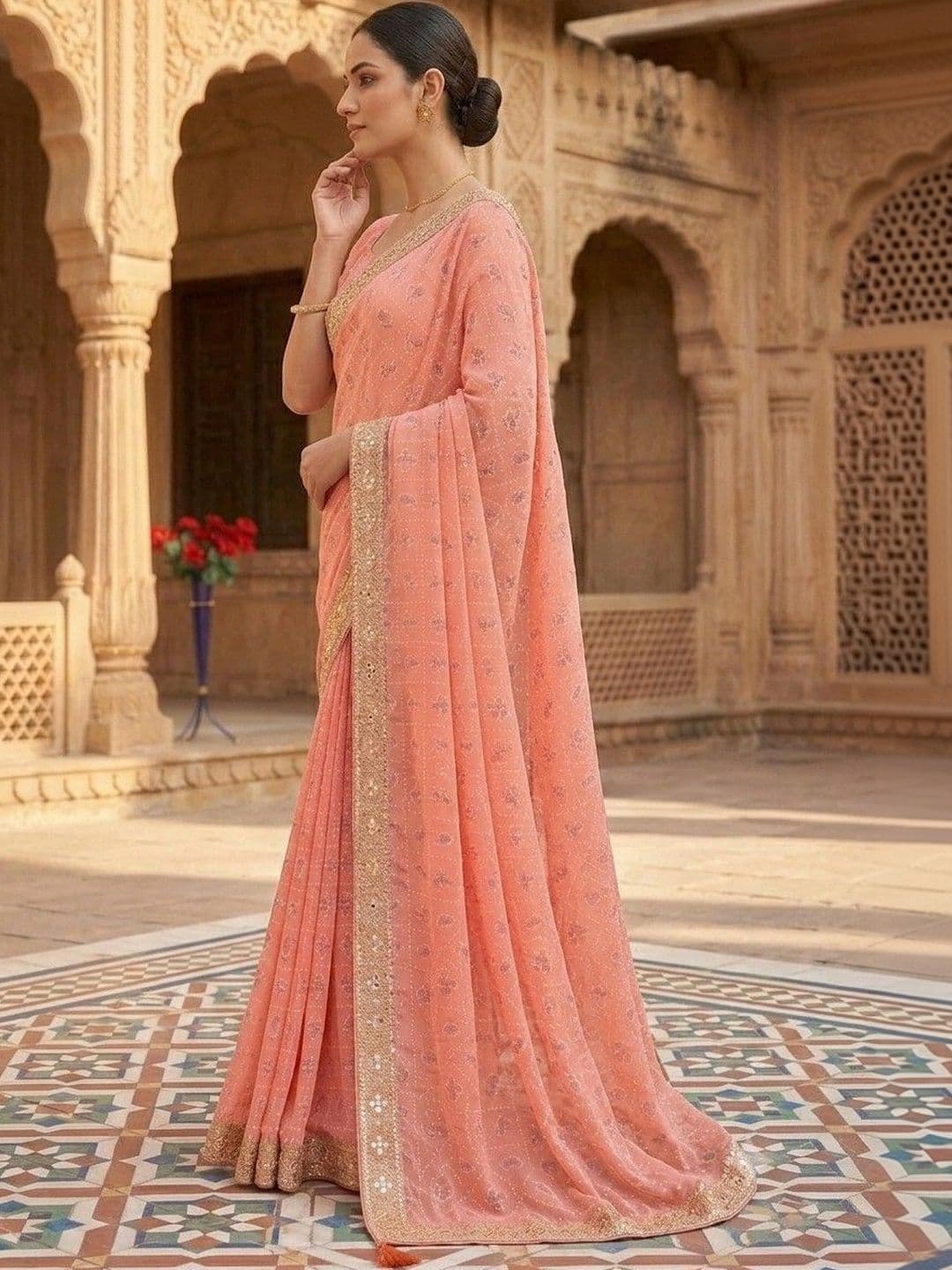 SmileyFashion Bandhani Embroidered Art Silk Designer Bandhani Saree thumbnail 2