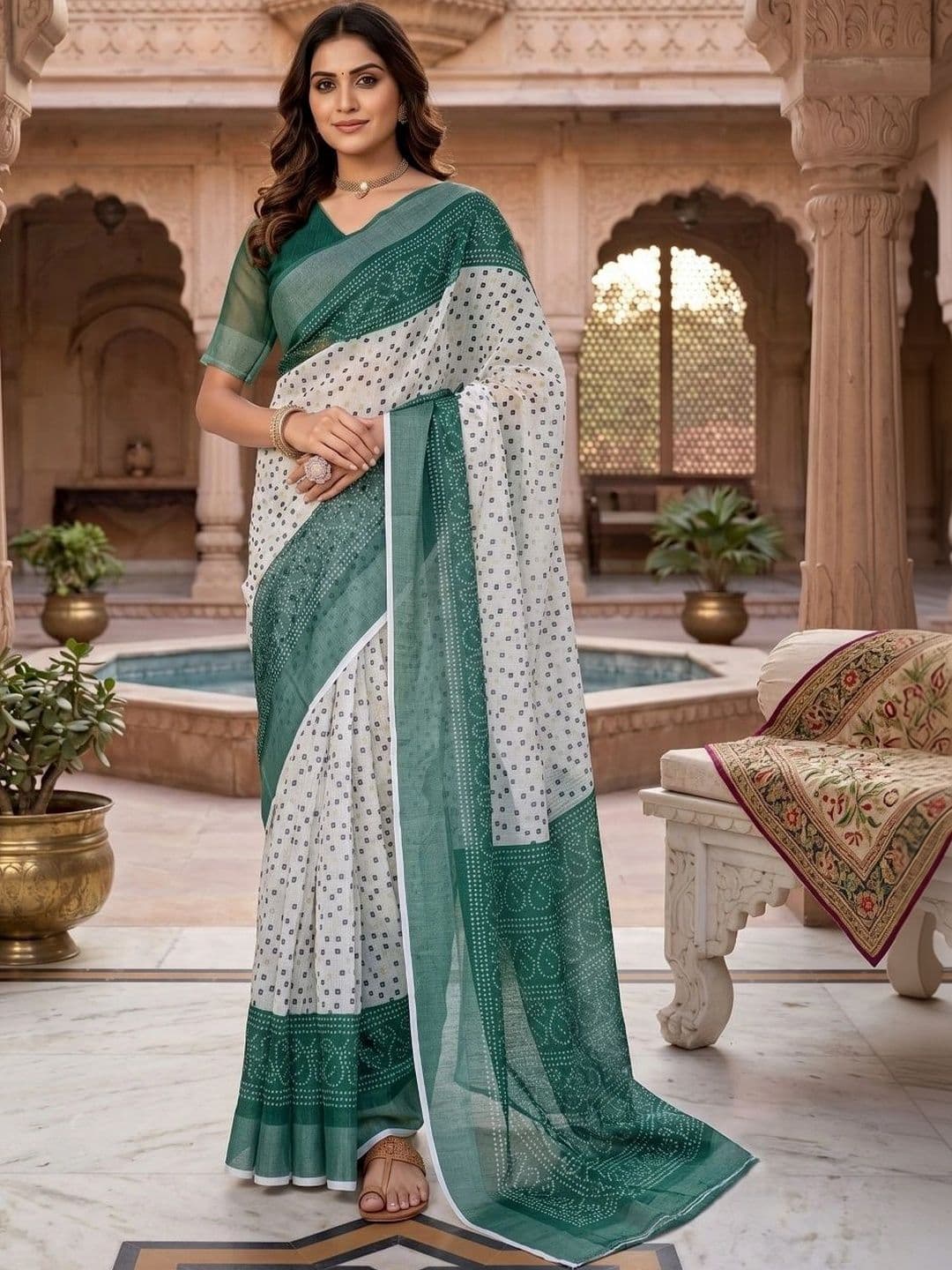 BORAD FASHION Women Bandhani Designer Chanderi Saree - view 1