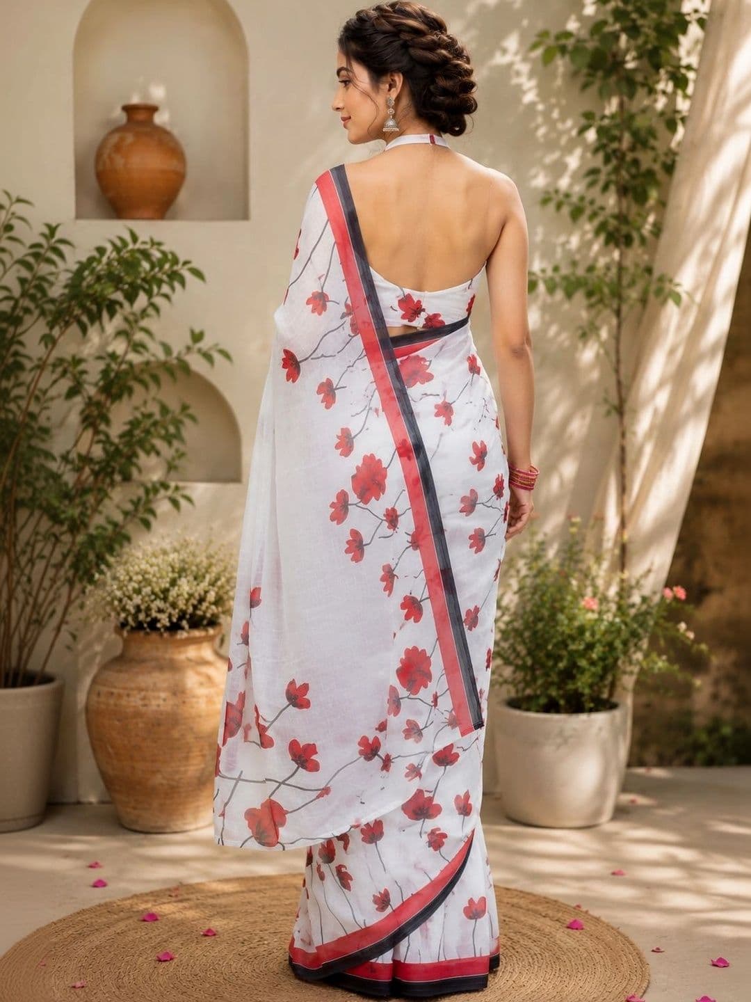 BORAD FASHION Floral Designer Chanderi Saree thumbnail 3