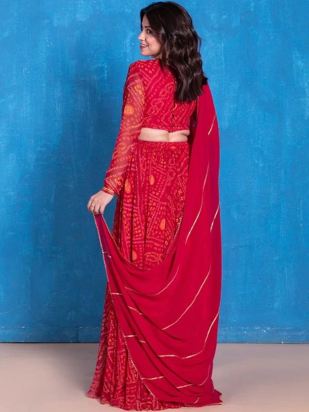 NEW UNIQUE DESI Women Printed Ready to Wear Lehenga & Blouse Taping thumbnail 2