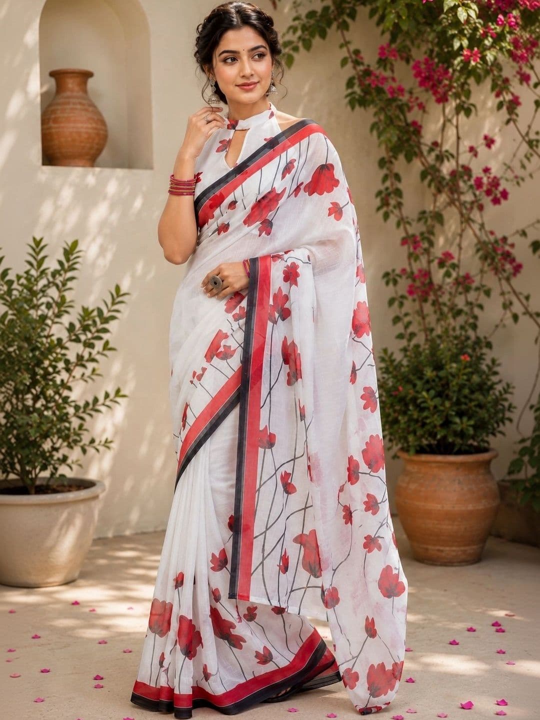 BORAD FASHION Floral Designer Chanderi Saree thumbnail 2