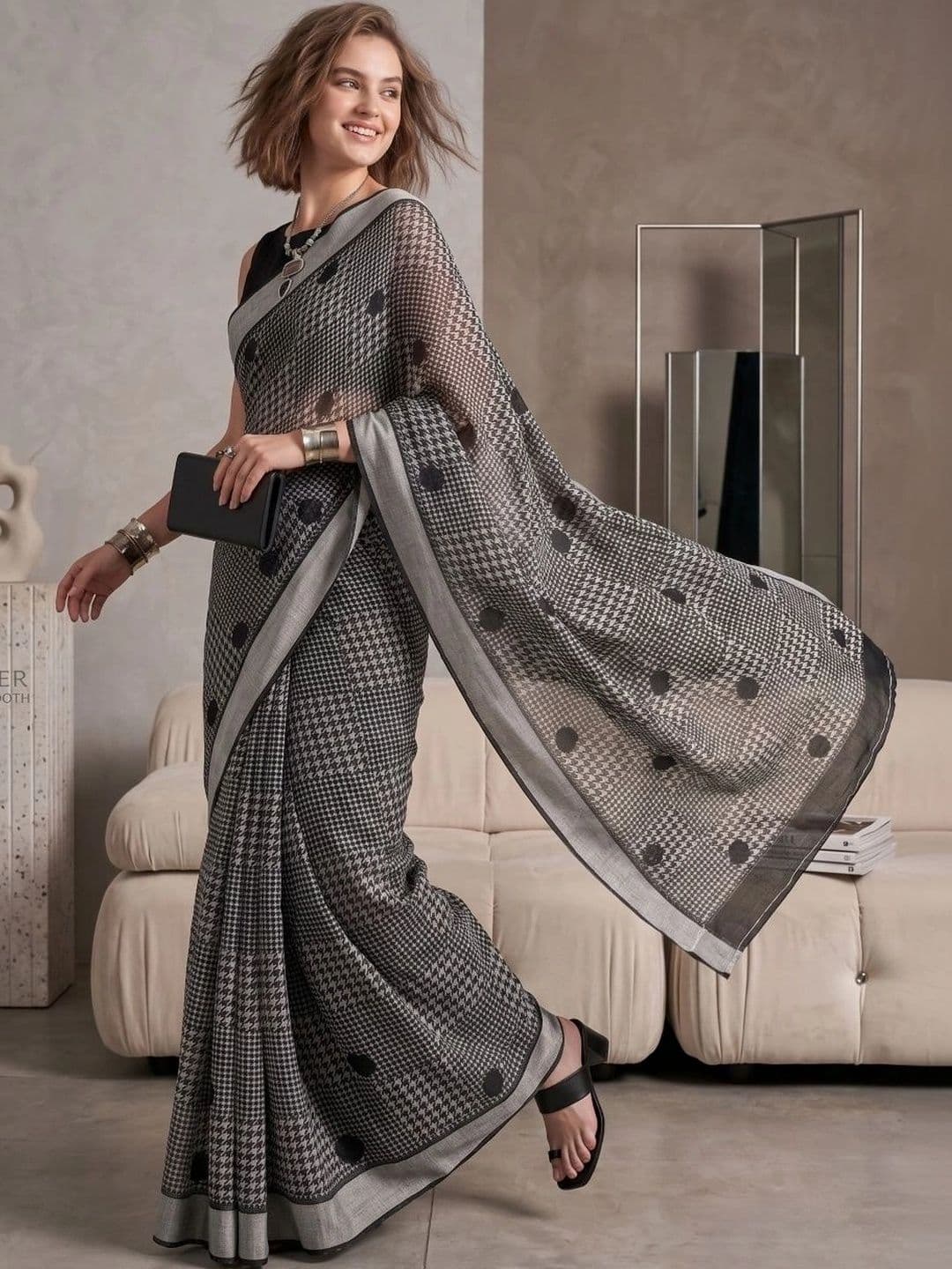 BORAD FASHION Designer Chanderi Saree thumbnail 3